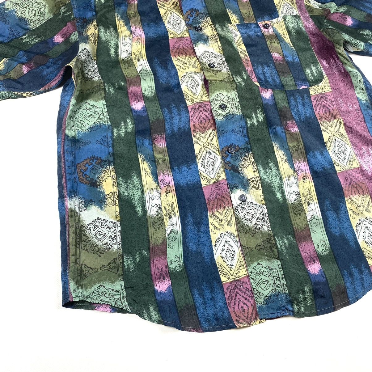 SikSilk 90’s Vintage Silk Striped Hawaiian Shirt Camp Collar Hype Size US M / EU 48-50 / 2 - 6 Thumbnail