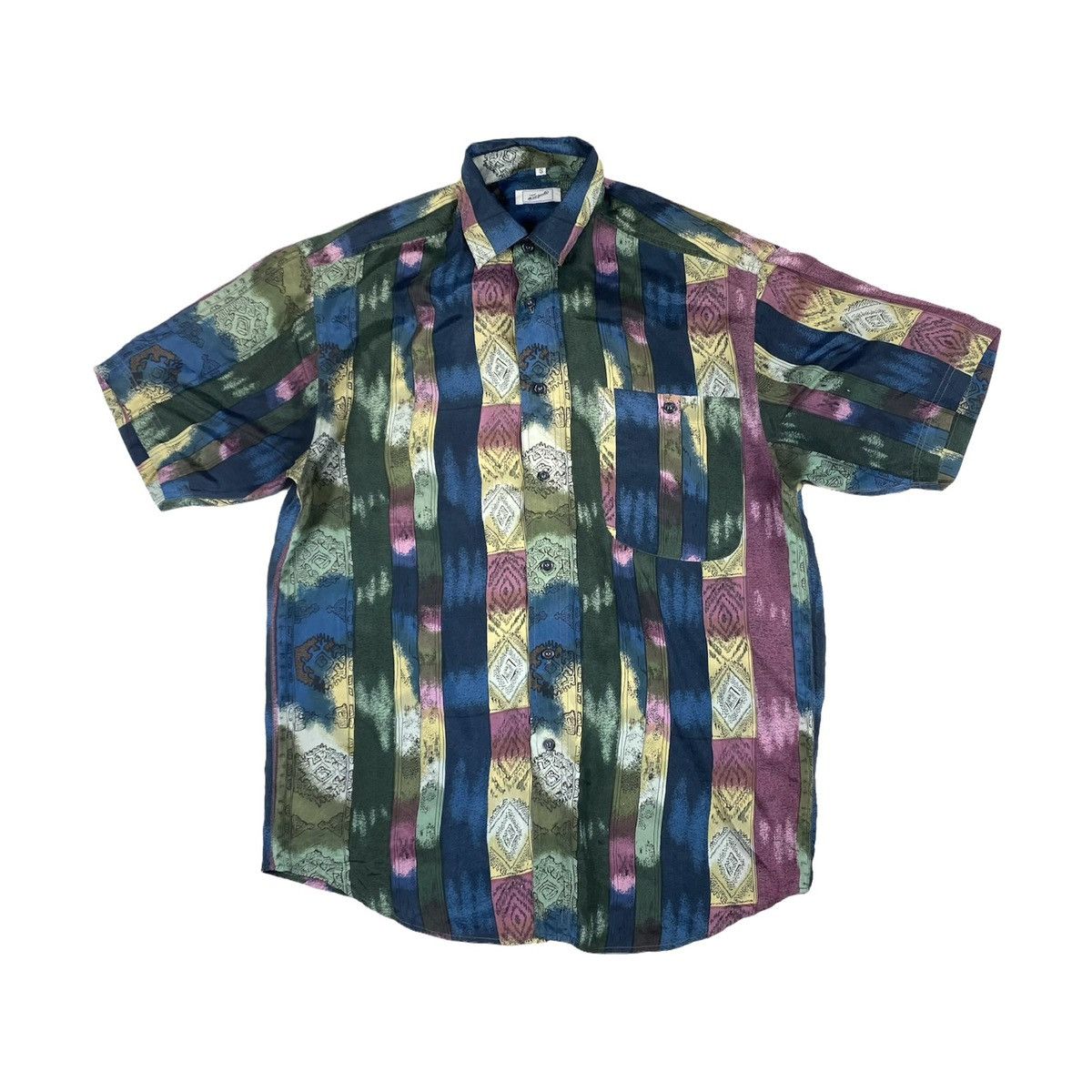 SikSilk 90’s Vintage Silk Striped Hawaiian Shirt Camp Collar Hype Size US M / EU 48-50 / 2 - 1 Thumbnail