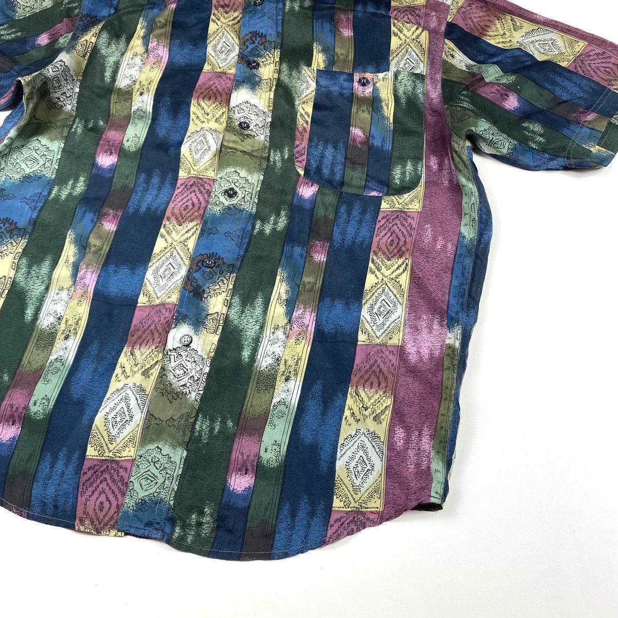 SikSilk 90’s Vintage Silk Striped Hawaiian Shirt Camp Collar Hype Size US M / EU 48-50 / 2 - 5 Thumbnail