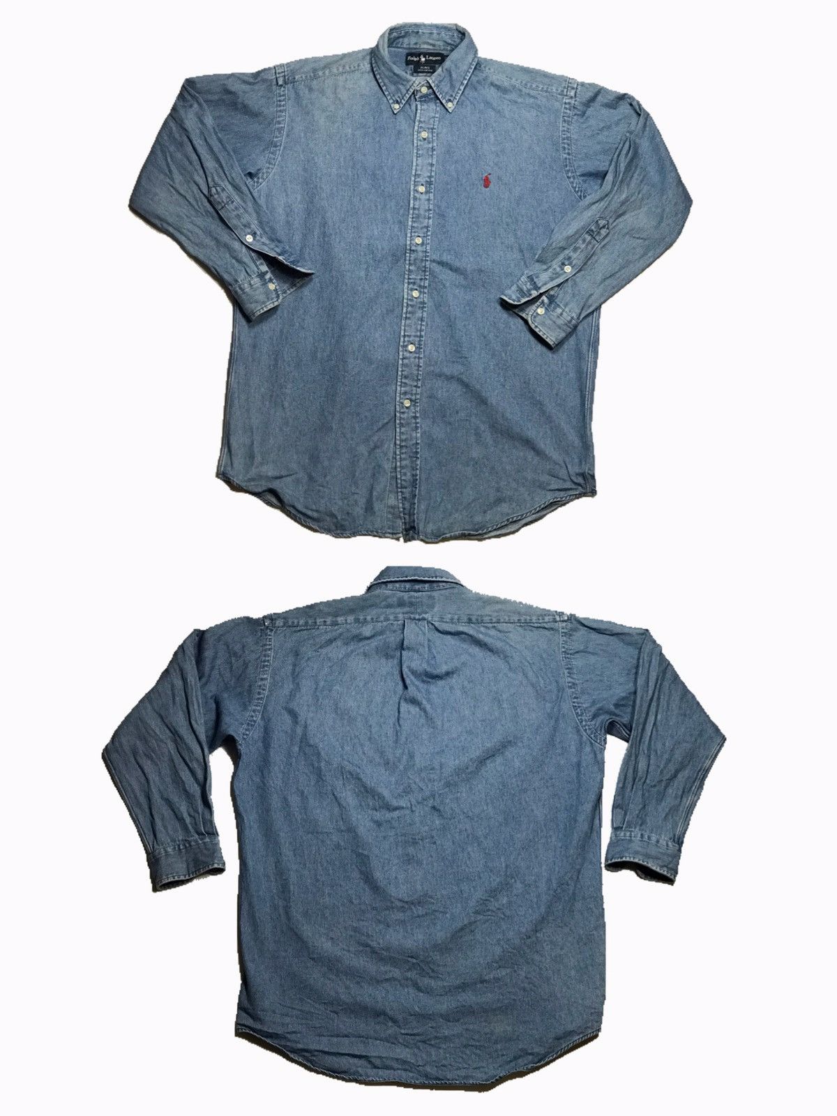 Polo Ralph Lauren × Ralph Lauren × Vintage Polo Ralph Lauren Red pony Denim Jean buttonUp shirt vintage Size US M / EU 48-50 / 2 - 1 Thumbnail