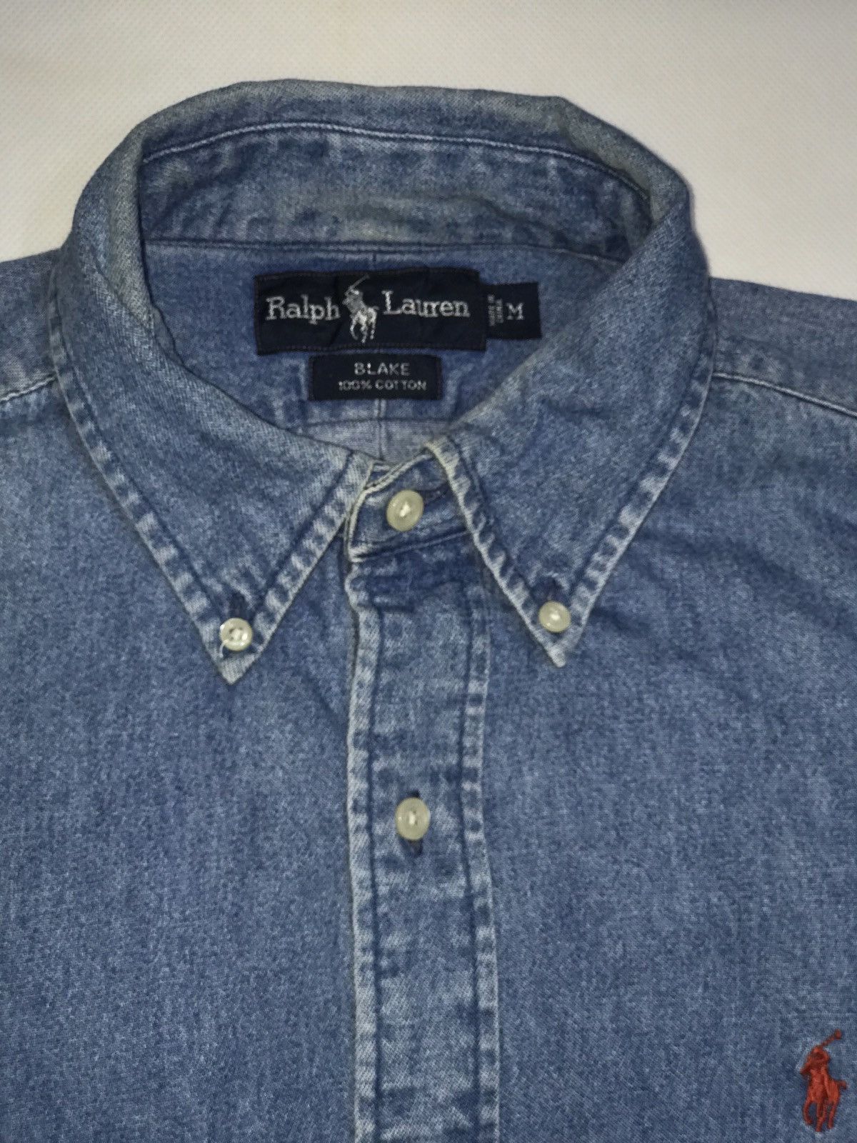 Polo Ralph Lauren × Ralph Lauren × Vintage Polo Ralph Lauren Red pony Denim Jean buttonUp shirt vintage Size US M / EU 48-50 / 2 - 5 Thumbnail