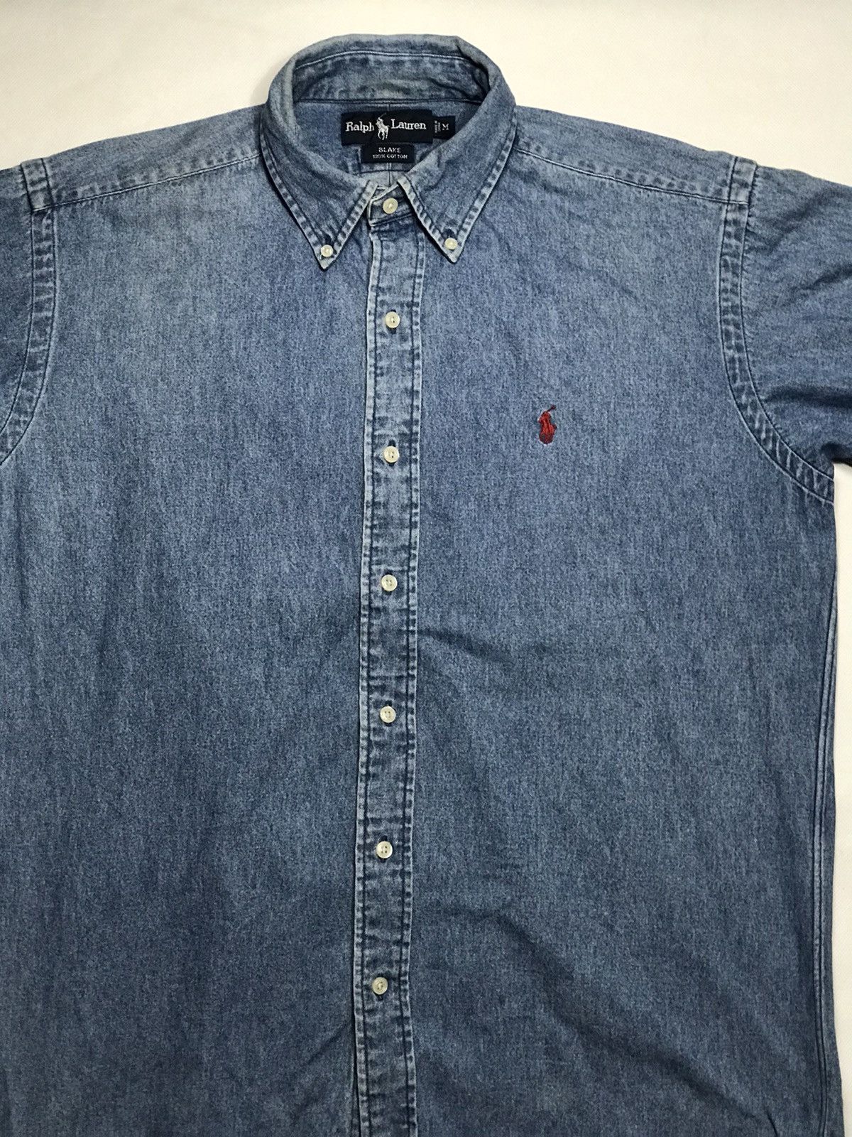 Polo Ralph Lauren × Ralph Lauren × Vintage Polo Ralph Lauren Red pony Denim Jean buttonUp shirt vintage Size US M / EU 48-50 / 2 - 6 Thumbnail