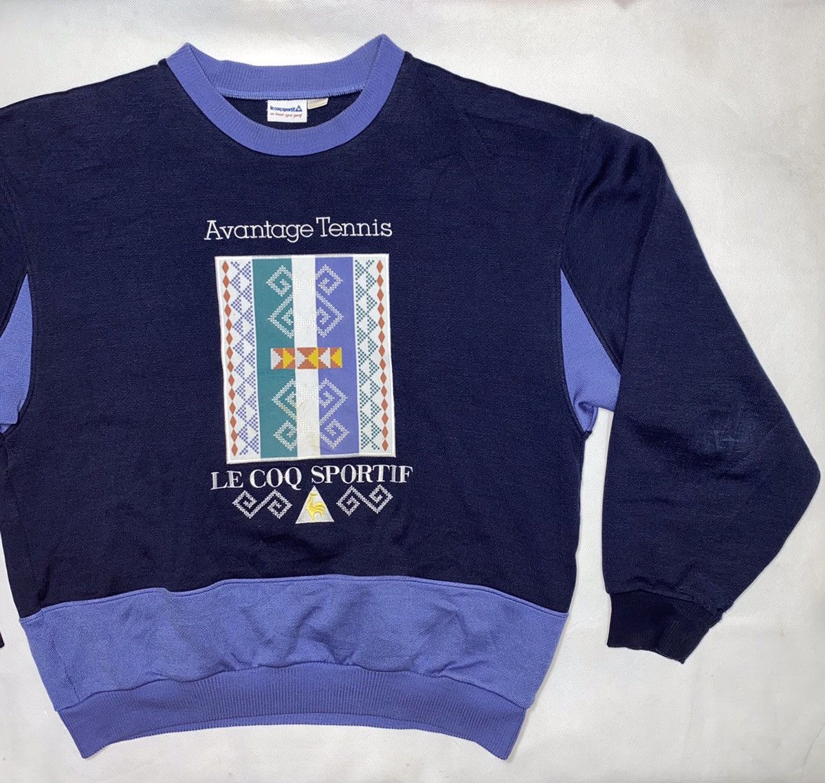Le Coq Sportif × Vintage Vintage 90s Le Coq Sportif sweatshirt embroidery Aztec teni Size US L / EU 52-54 / 3 - 2 Thumbnail