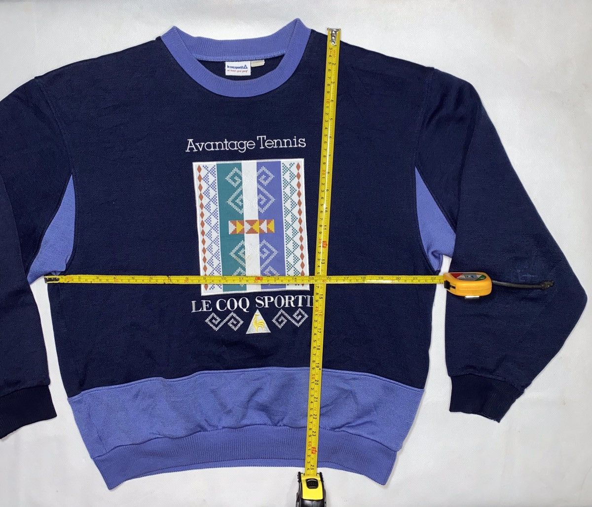 Le Coq Sportif × Vintage Vintage 90s Le Coq Sportif sweatshirt embroidery Aztec teni Size US L / EU 52-54 / 3 - 8 Thumbnail