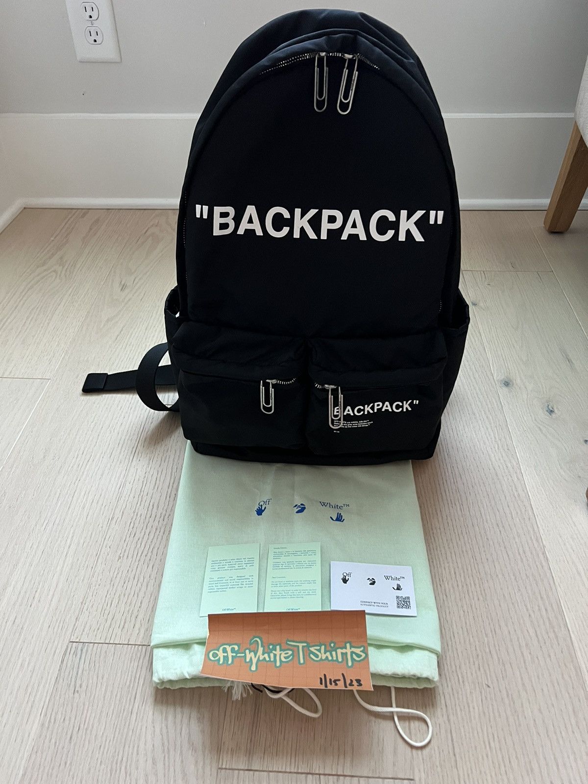 Off white quote backpack hotsell