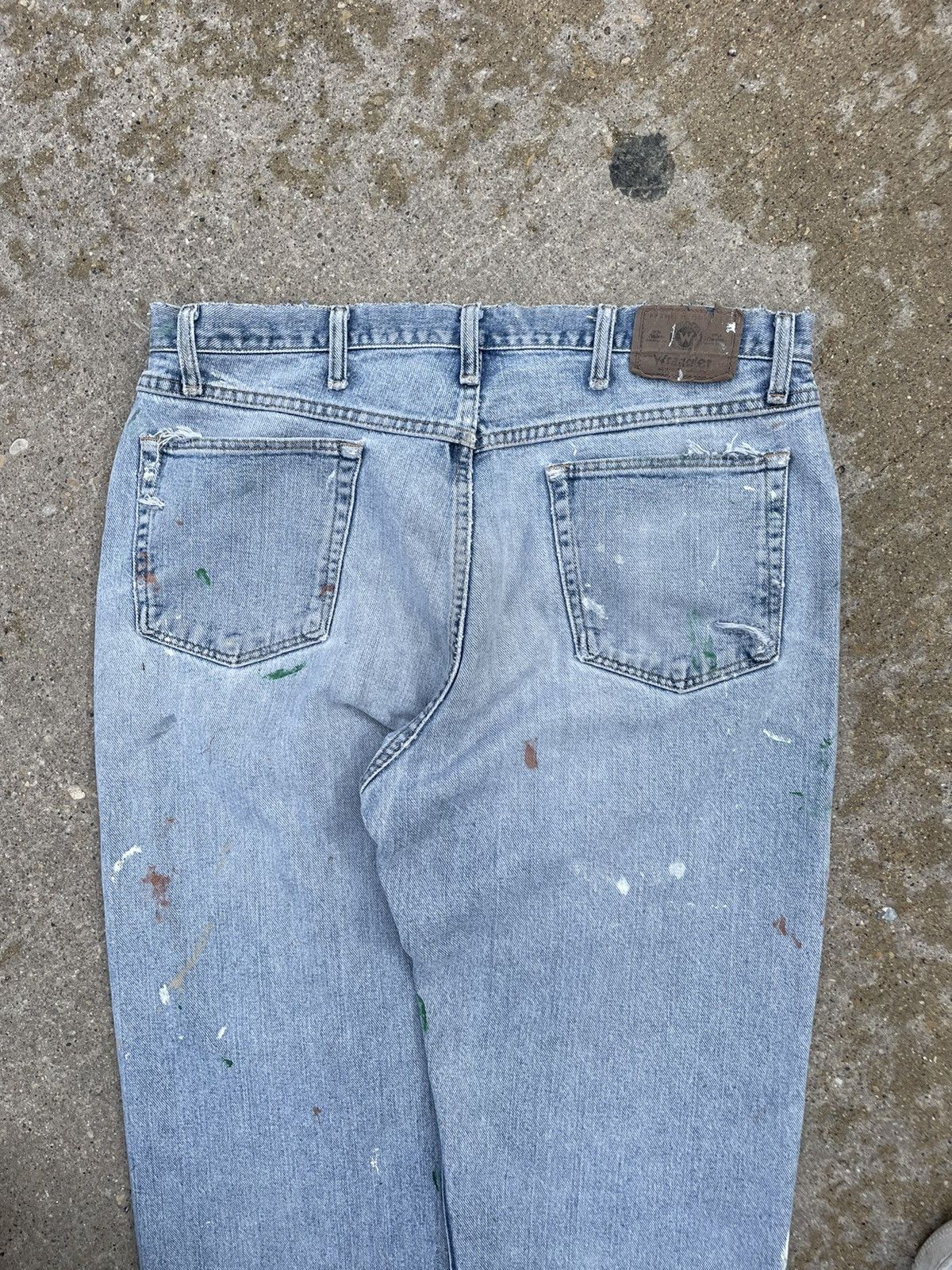 Vintage 1990’s Light Wash Wrangler Distressed Painters Jeans