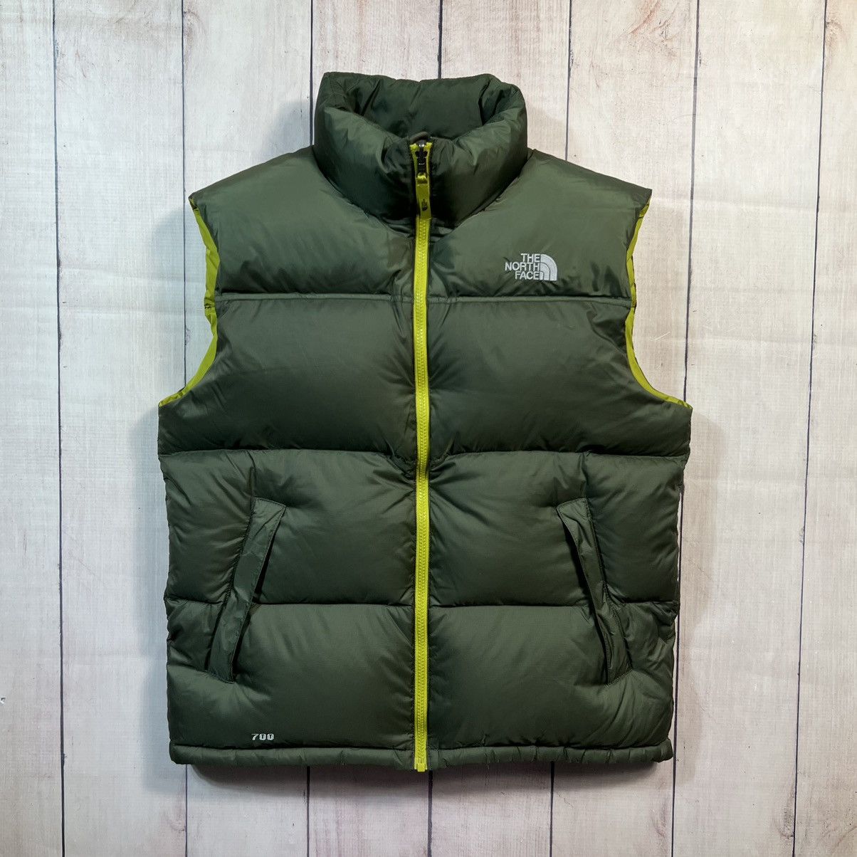 Pre-owned Outdoor Life X The North Face Puffer Vest Nuptse 700 Gilet Khaki Green