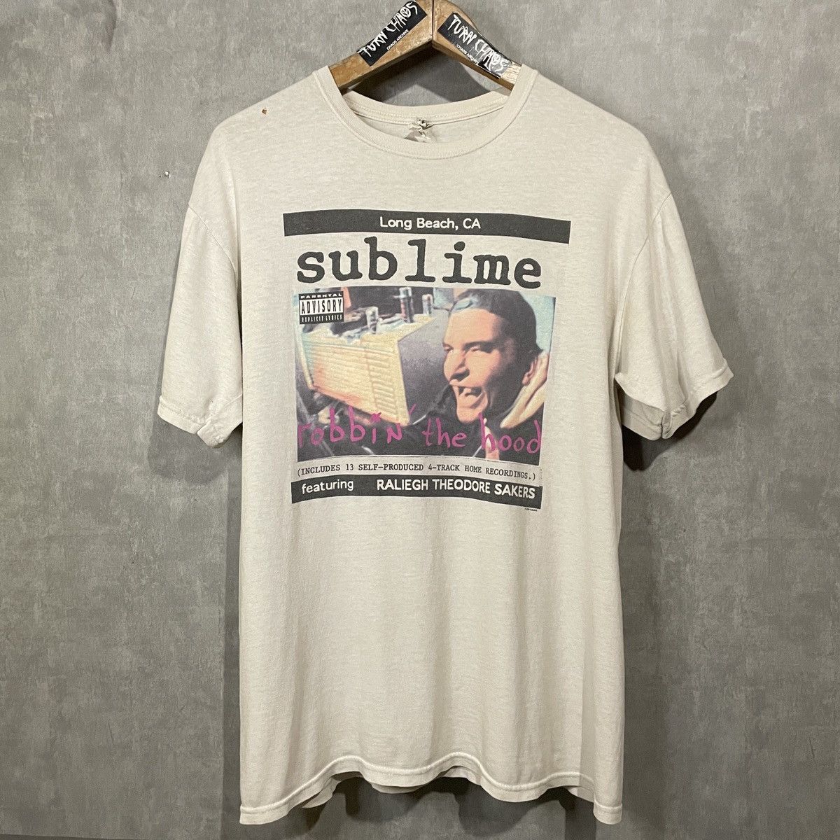 image of Band Tees x Sublime Vintage Sublime Long Beach, Ca Robbin The Hood in Cream, Men's (Size Large)