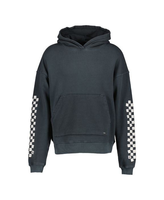 Designer Flaneur Homme - 3D Checkered Hoodie in Vintage Washed Black