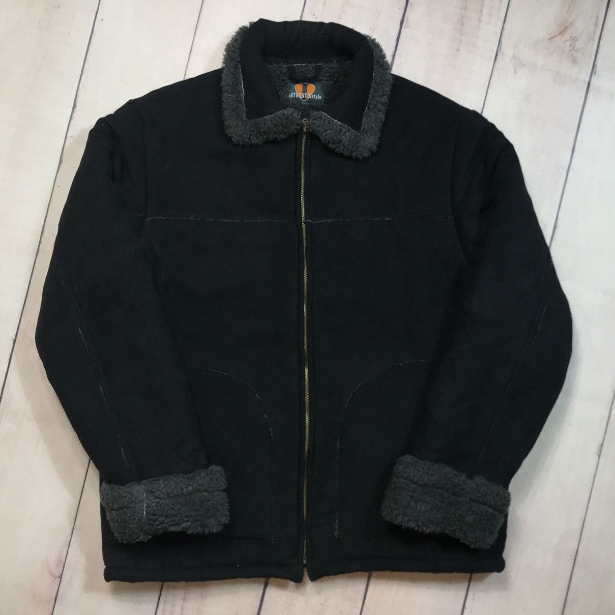 Other Vintage Faux Shearling Aviator Pilot Jacket Black Size US M / EU 48-50 / 2 - 1 Thumbnail
