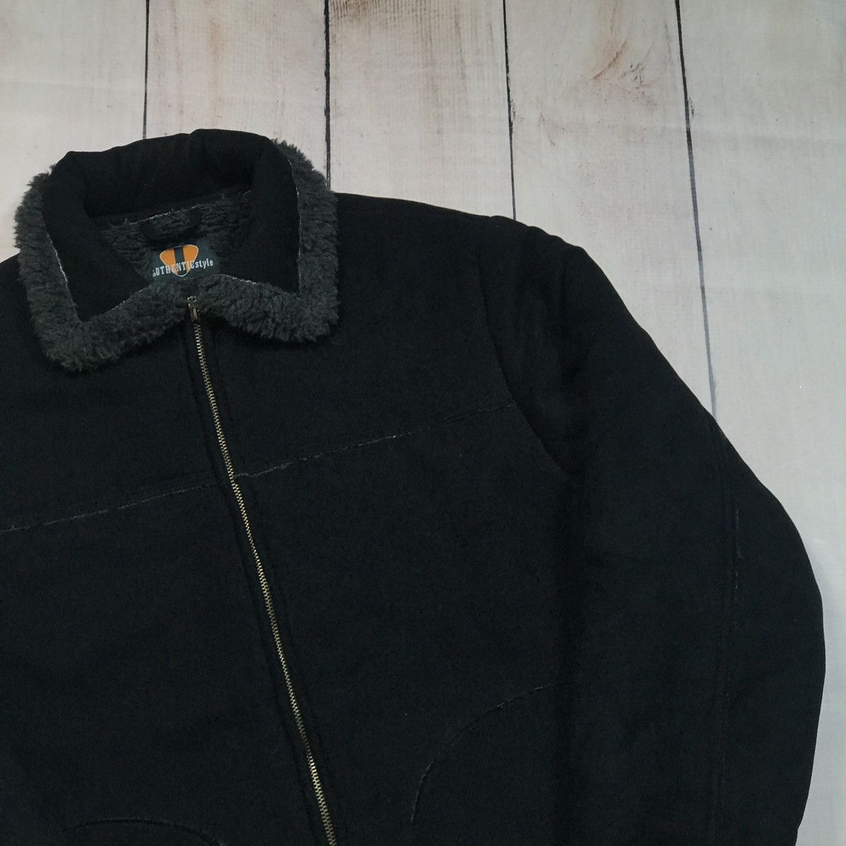 Other Vintage Faux Shearling Aviator Pilot Jacket Black Size US M / EU 48-50 / 2 - 2 Thumbnail