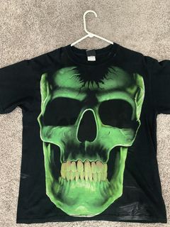 Men's Retro Green Skull Short Sleeve Cotton T-shirt - Temu