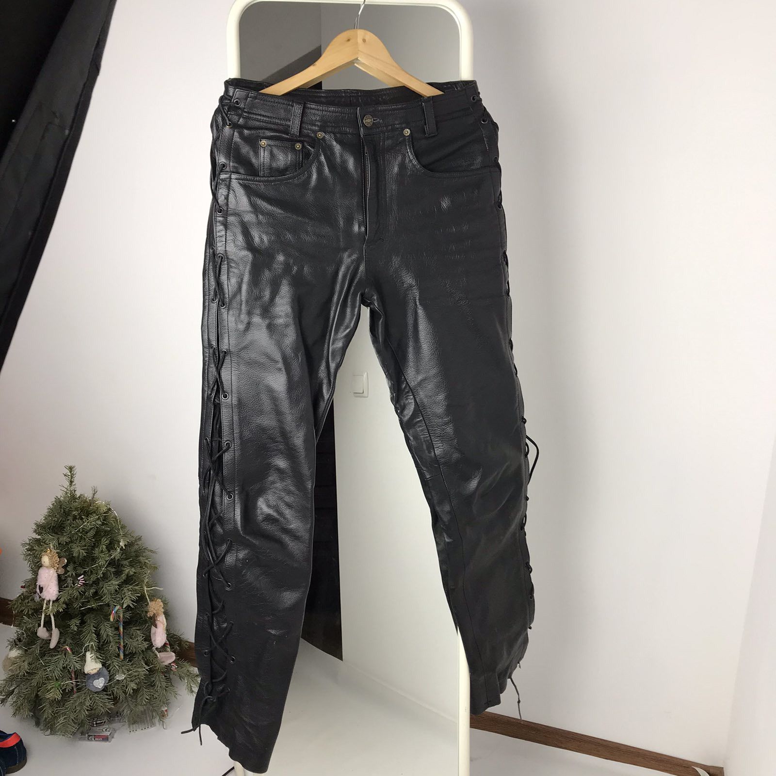 Leather Rare Vintage Leather Pants Biker Motorcycle 90s Size US 29 - 1 Thumbnail