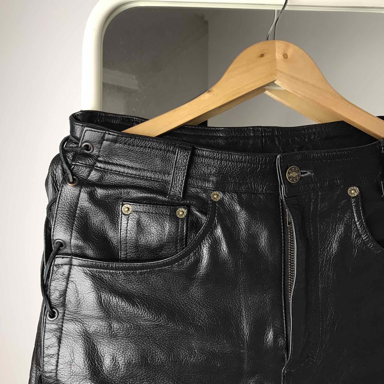 Leather Rare Vintage Leather Pants Biker Motorcycle 90s Size US 29 - 3 Thumbnail