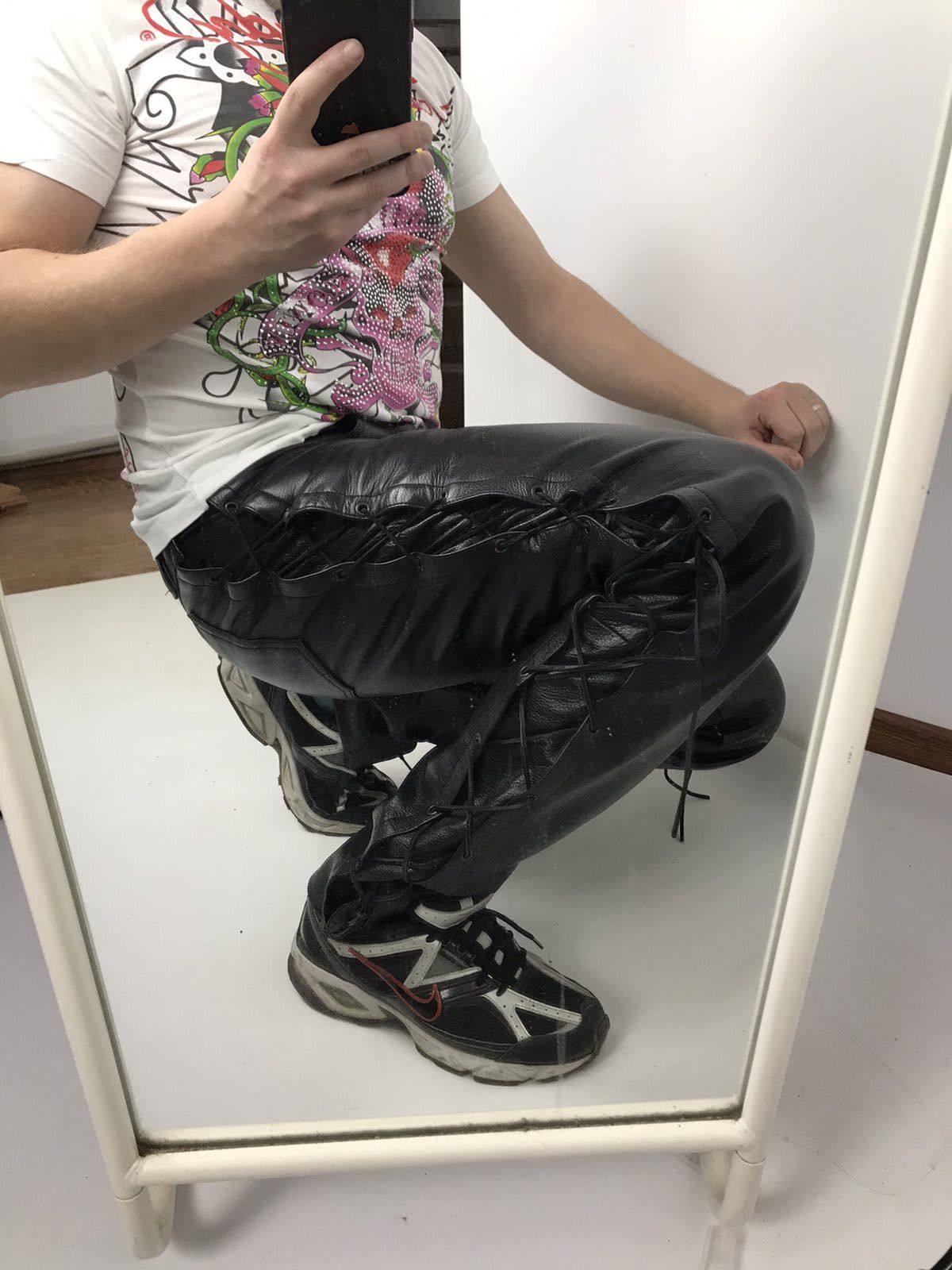 Leather Rare Vintage Leather Pants Biker Motorcycle 90s Size US 29 - 7 Thumbnail