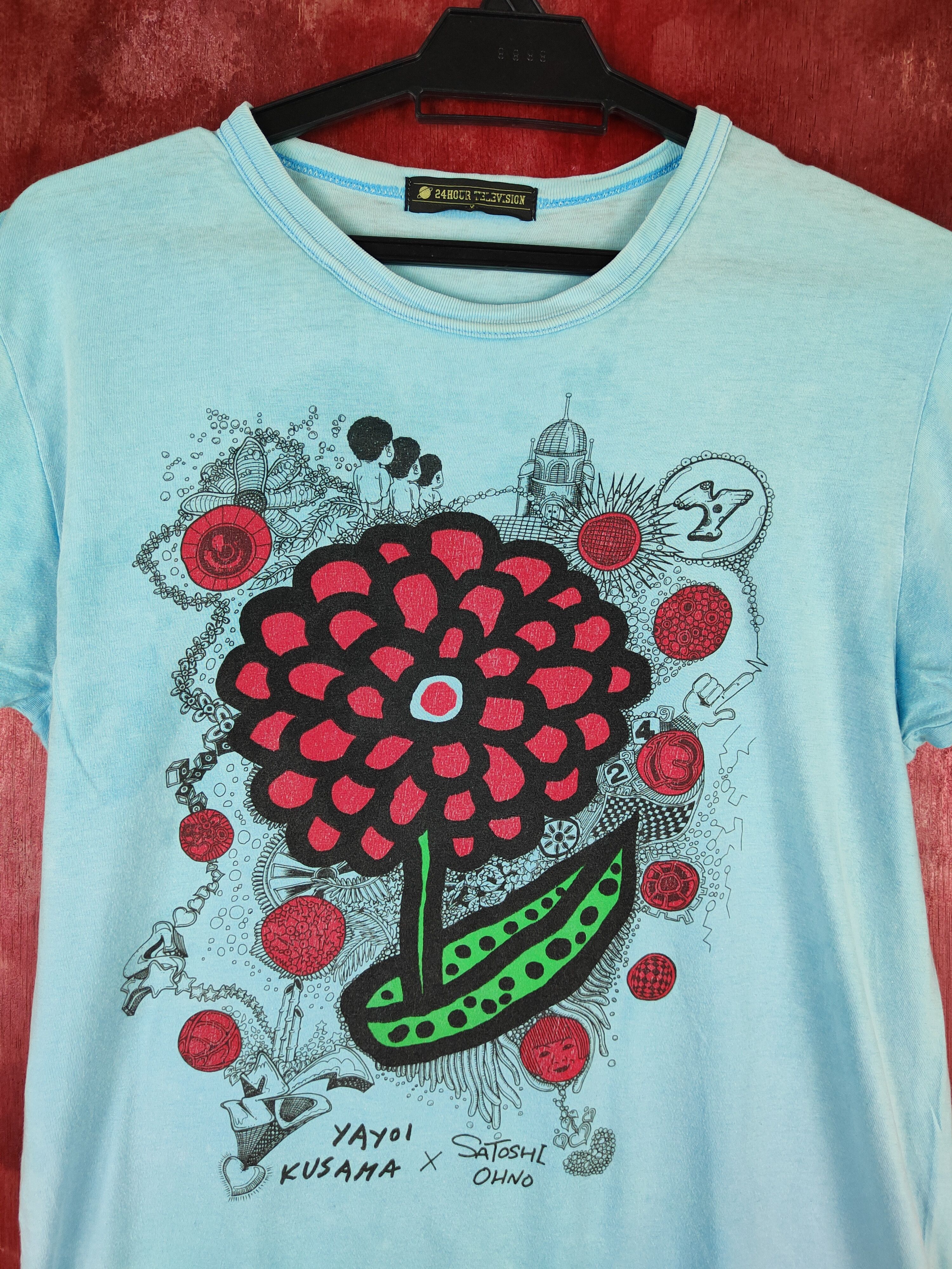 Japanese Brand 24hour Television faded Blue Short Sleeve T-shirt #S651 Size US M / EU 48-50 / 2 - 2 Thumbnail