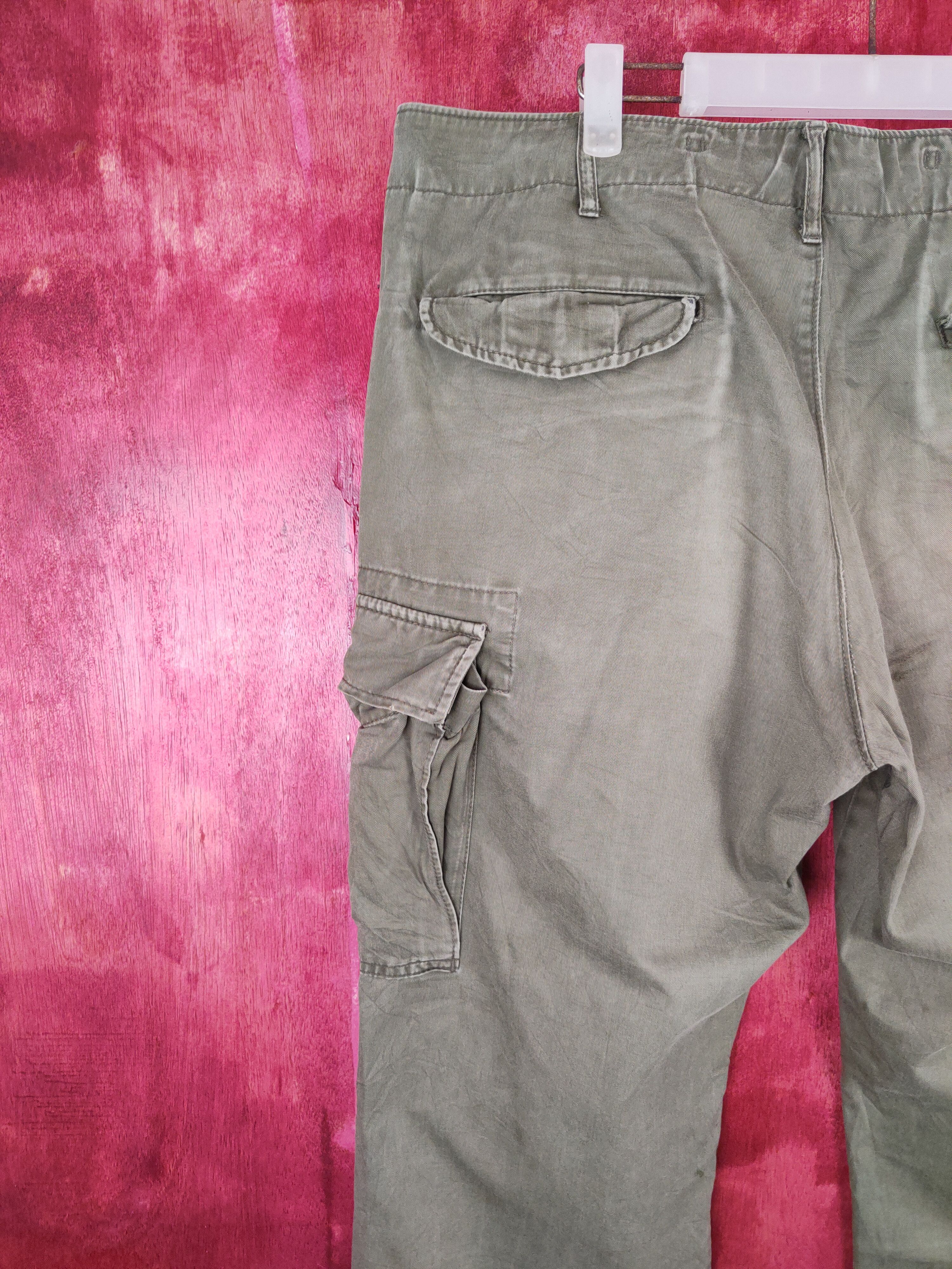 Japanese Brand Uniqlo Green Faded Multi Pocket Tactical Cargo Pants #S631 Size US 37 - 9 Thumbnail