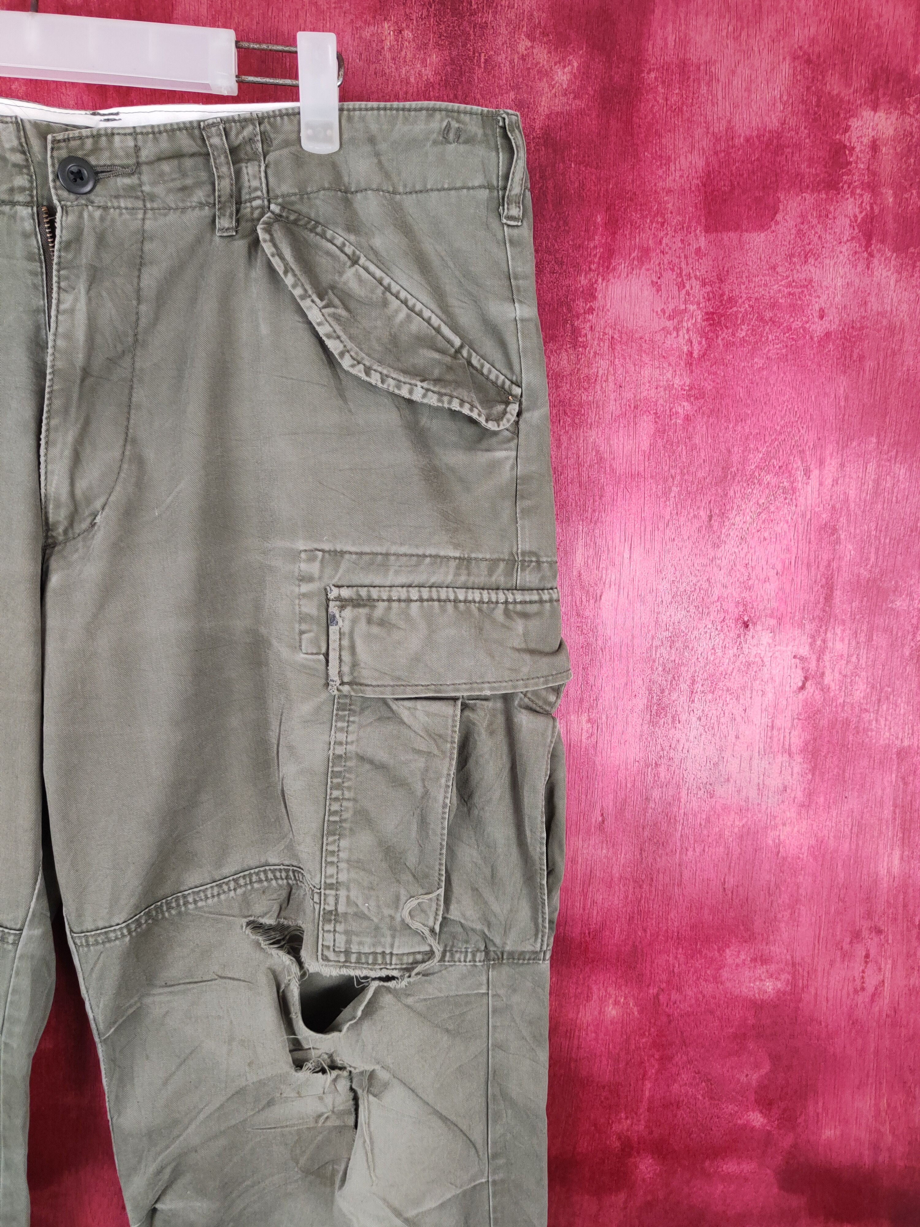Japanese Brand Uniqlo Green Faded Multi Pocket Tactical Cargo Pants #S631 Size US 37 - 6 Thumbnail