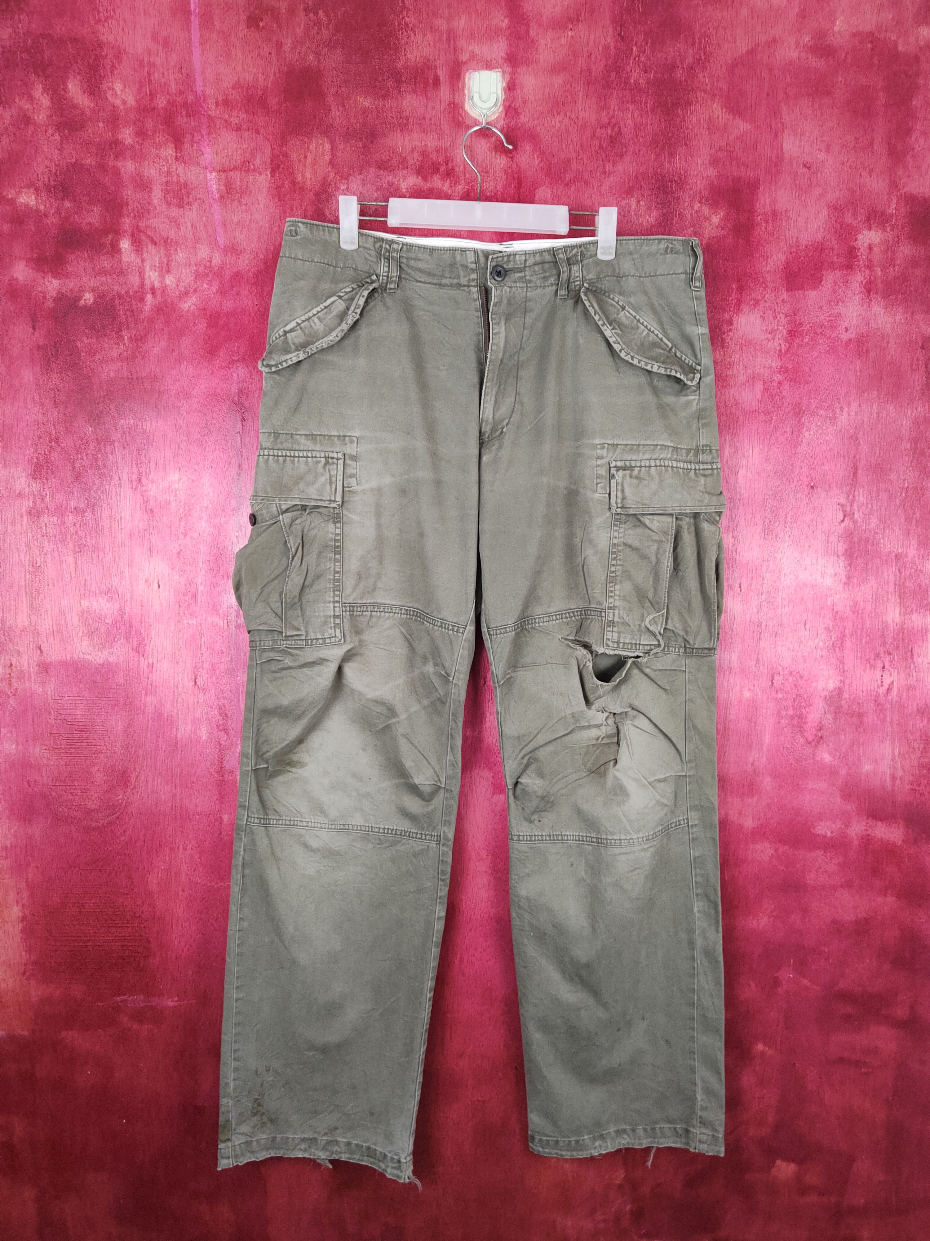 Japanese Brand Uniqlo Green Faded Multi Pocket Tactical Cargo Pants #S631 Size US 37 - 1 Thumbnail