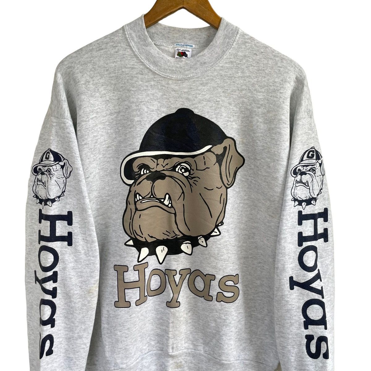 Vintage 💥90s GEORGETOWN HOYAS BASKETBALL BIG LOGO MIRROR SWEATSHIRT Size US L / EU 52-54 / 3 - 4 Thumbnail