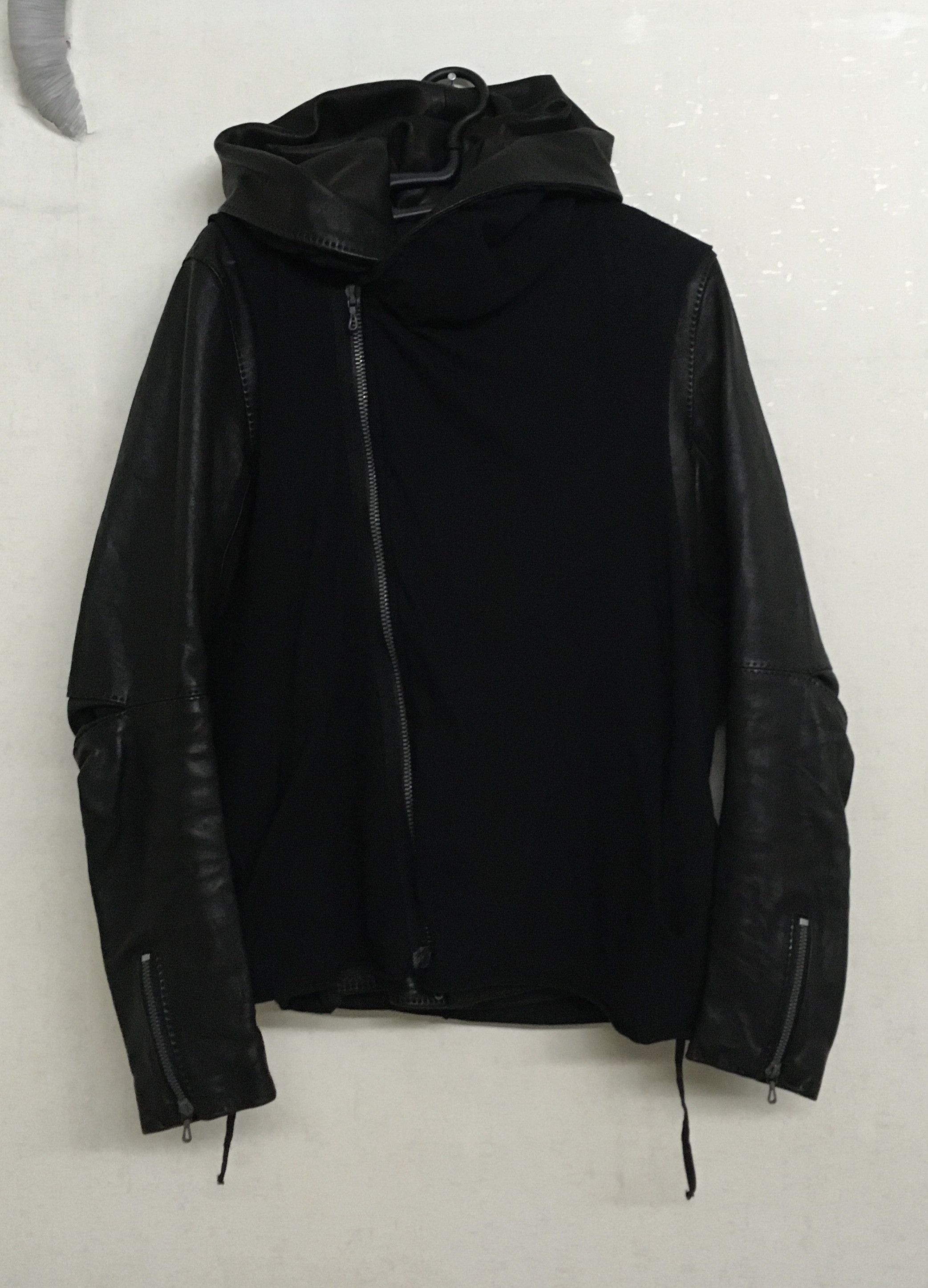 XIN Leather Hybrid Rider Jacket w/ Oversized Leather Hood