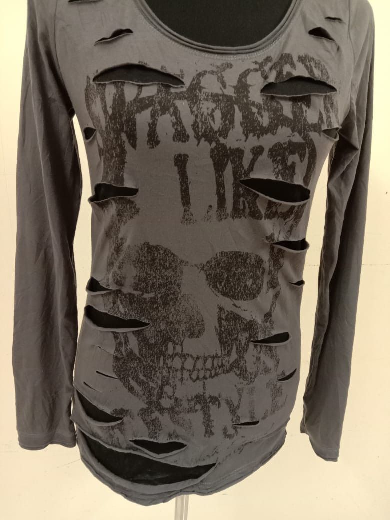Japanese Brand DISTRESSED DESIGN SWAGGER ENDURE LONG SLEEVE SKULL T SHIRT Size M / US 6-8 / IT 42-44 - 5 Thumbnail