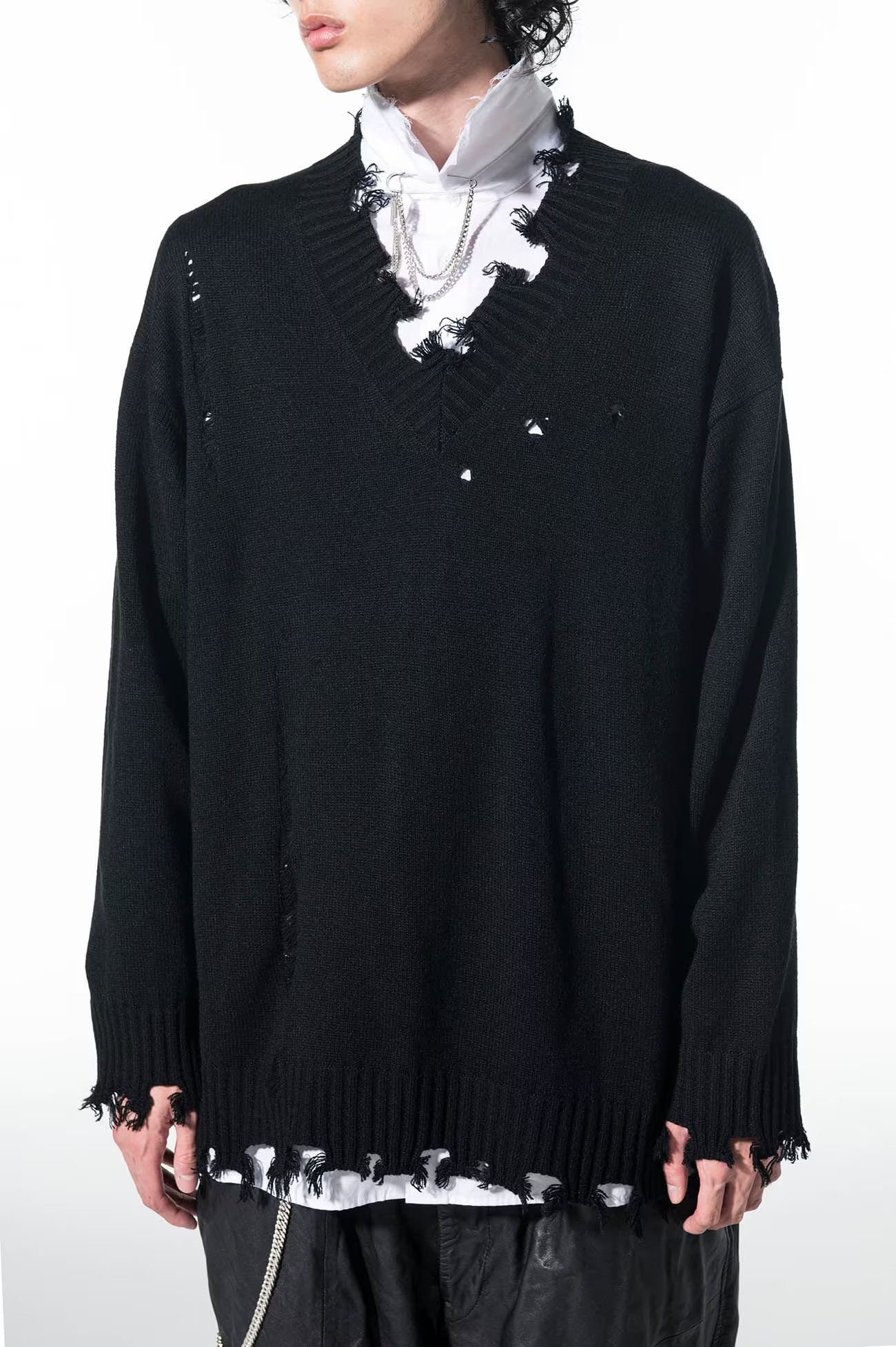 Yohji Yamamoto Damaged Bulky Wool V-neck Pullover | Grailed