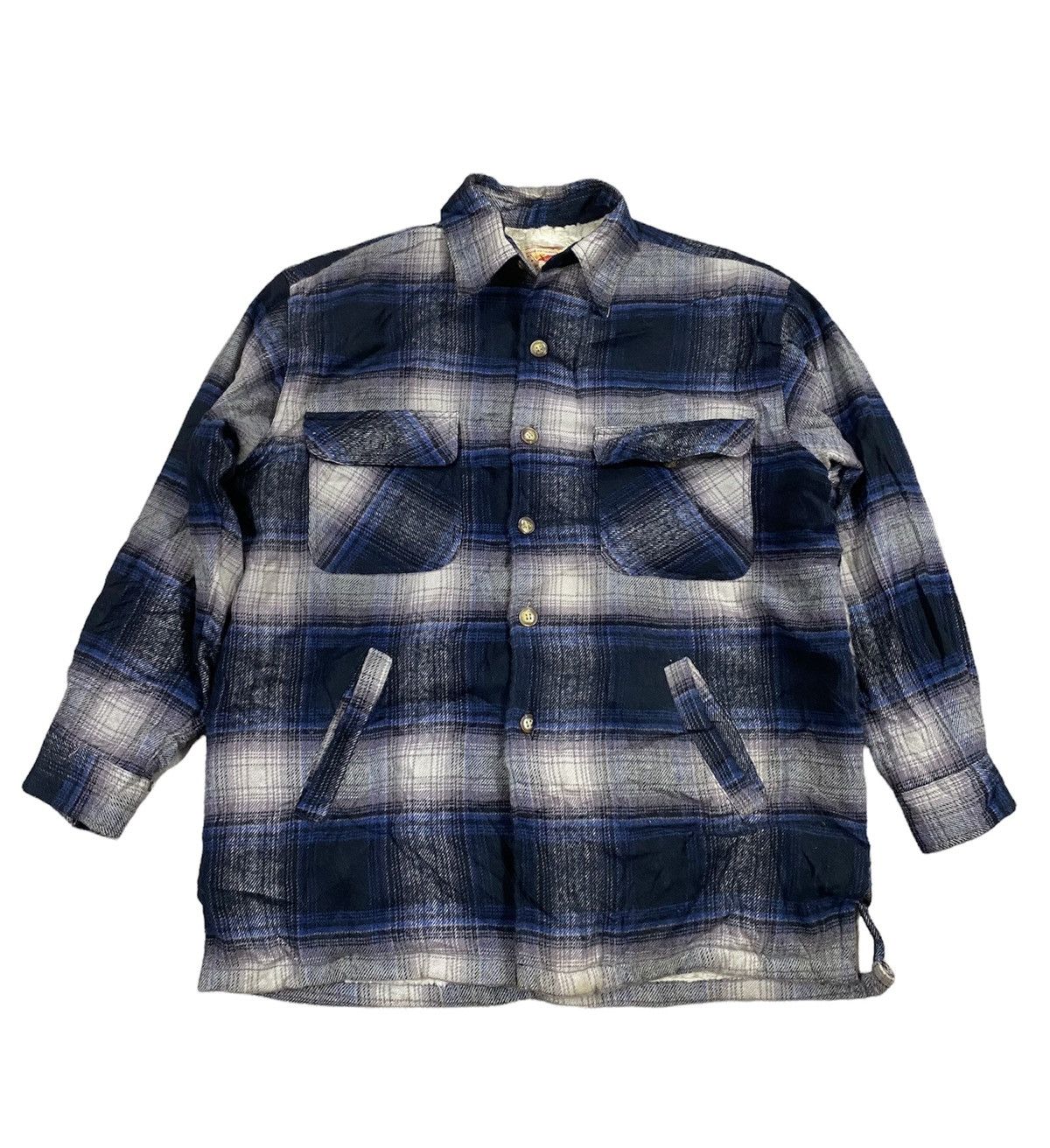 image of Virgin Voyage Sherpa Wool Flannel Jacket in Checkered, Men's (Size Medium)