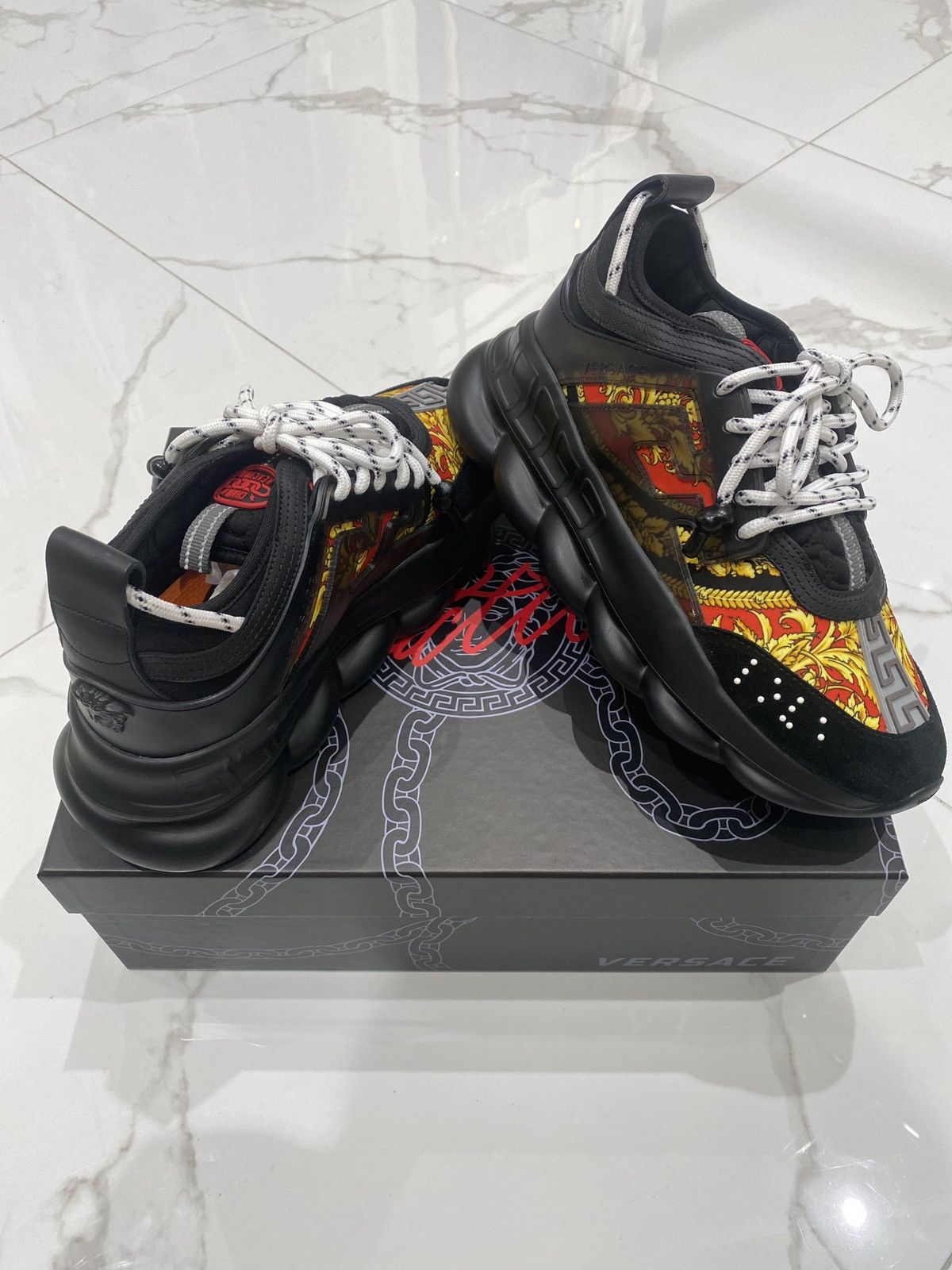 Versace Chain Reaction Baroque print sneakers