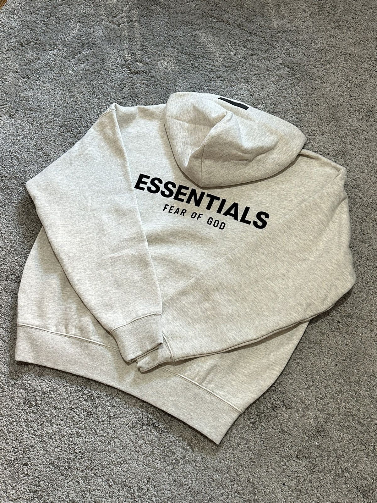 Fear Of God Fear Of God Essentials Light Oatmeal Hoodie Grailed 6039