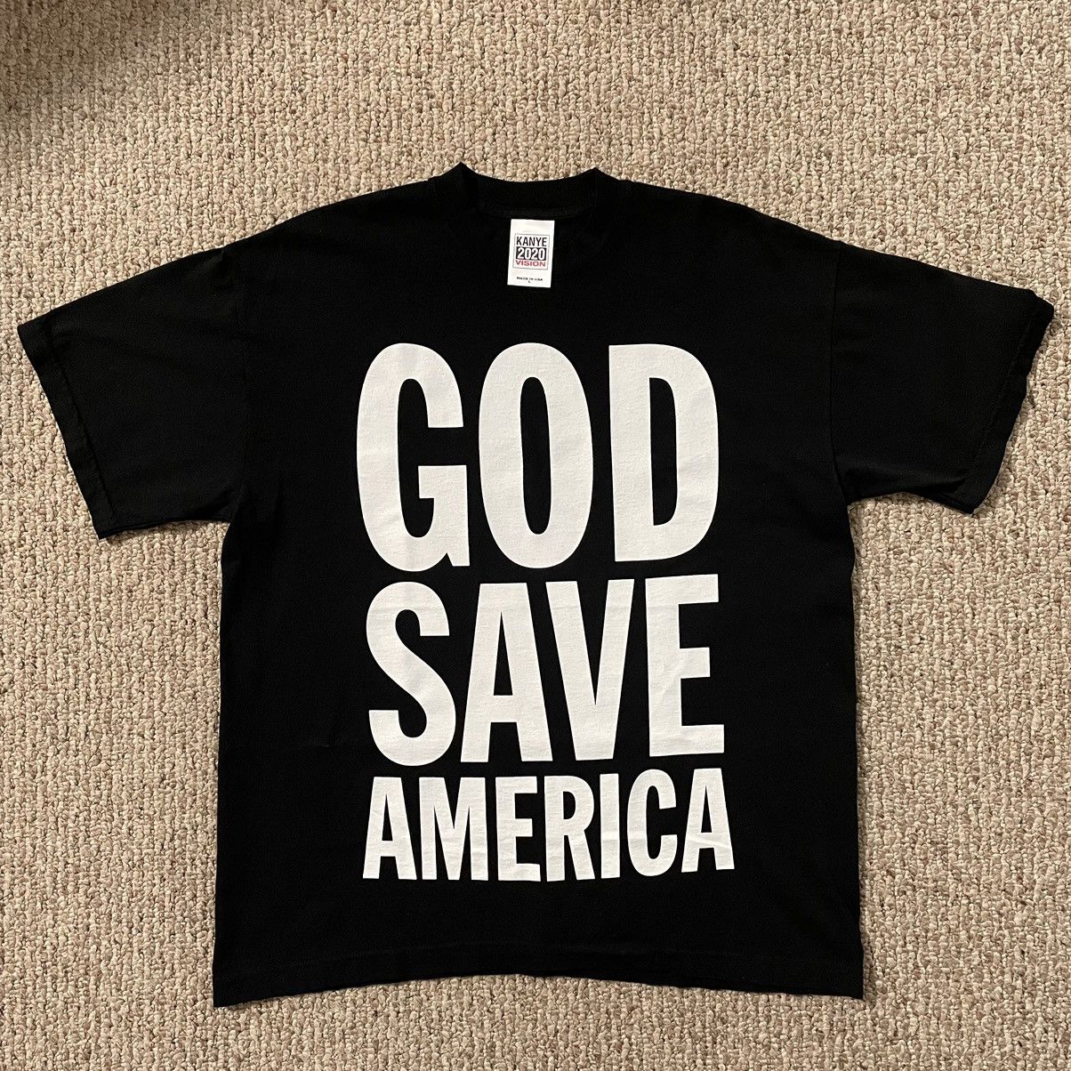 image of Kanye West God Save America Tee in Black, Men's (Size Large)