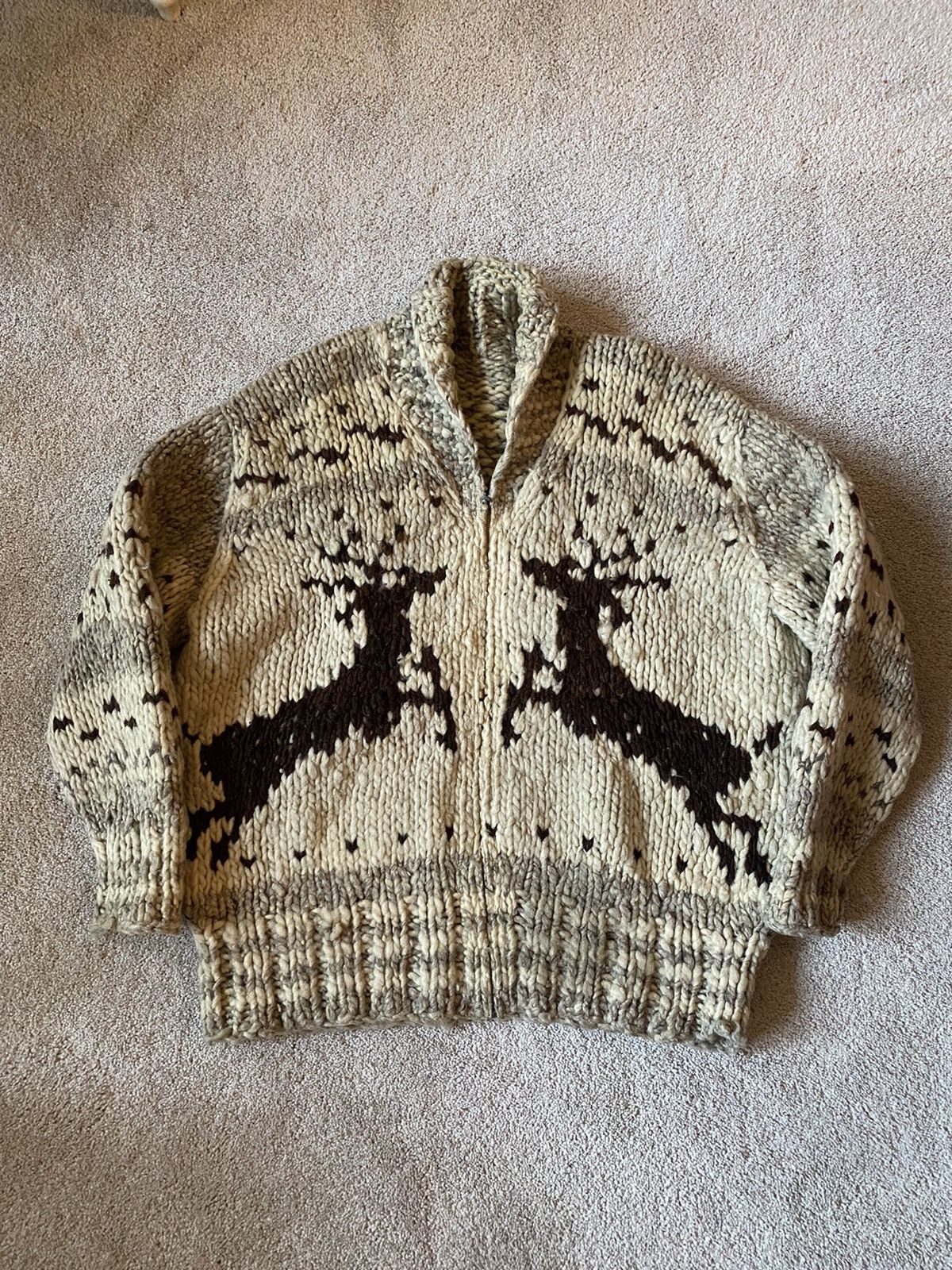 1960s Hand Knit wool cowichan sweater Canada 60s 70s vtg - Tops