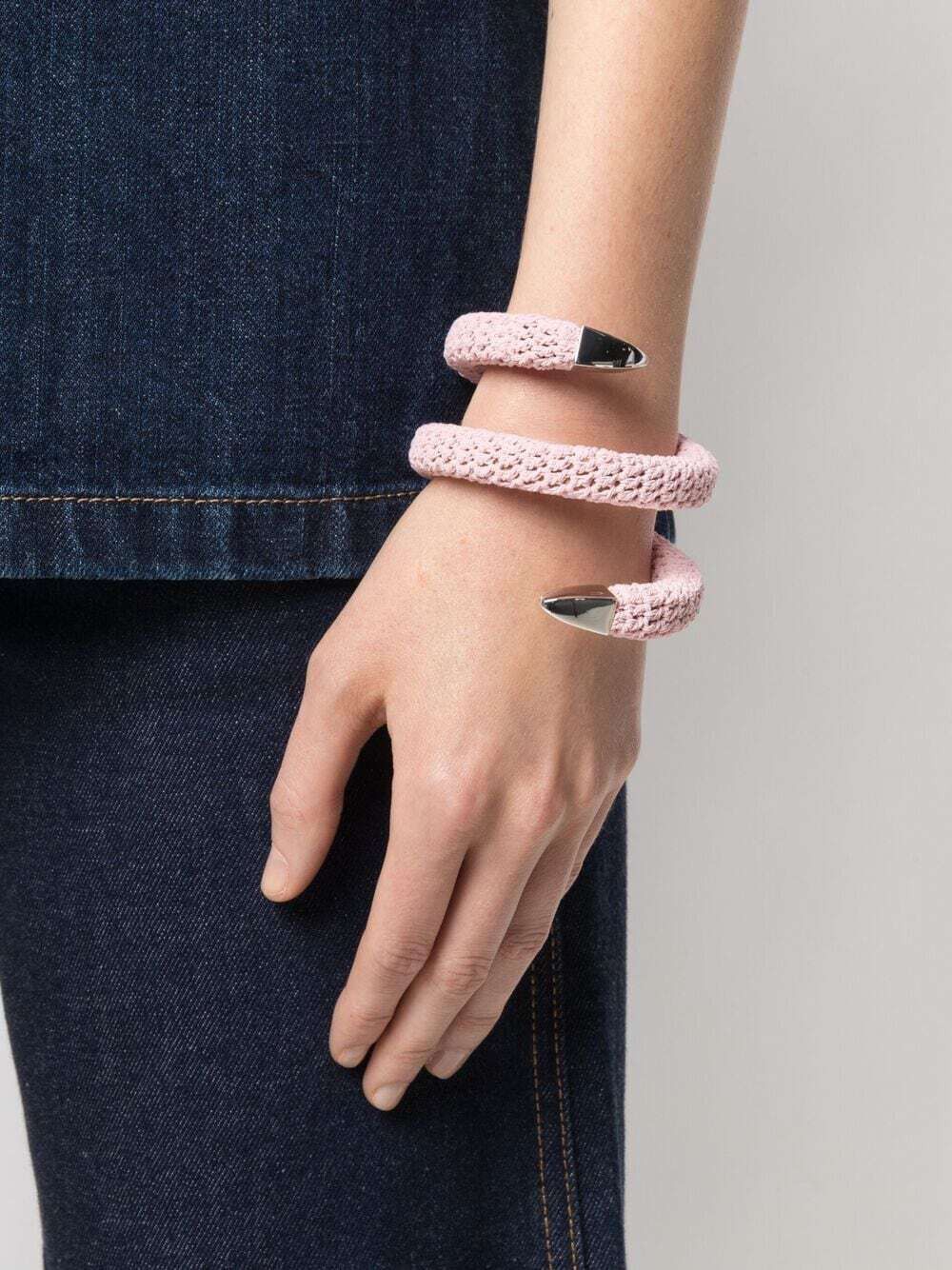 Bottega Veneta Pink Crochet Spiral Cuff Bracelet Size ONE SIZE - 2 Thumbnail