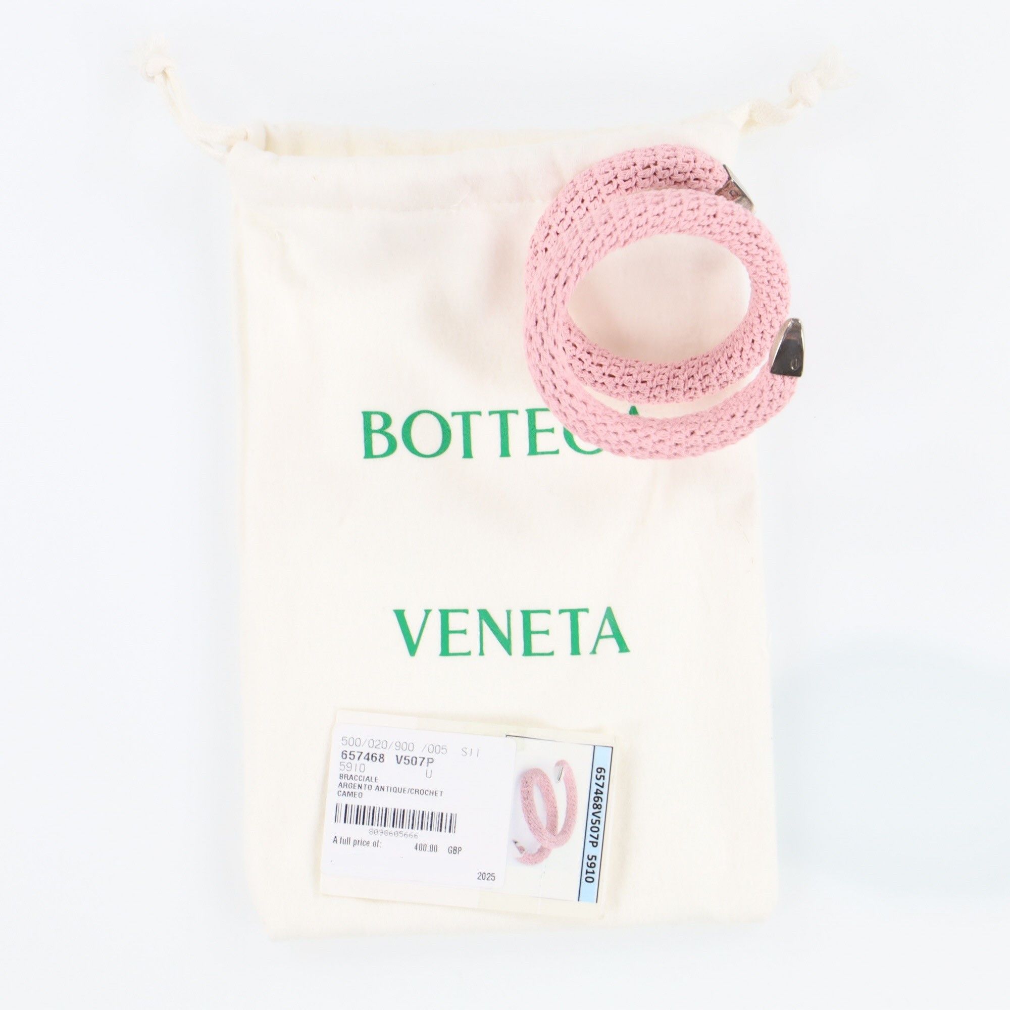 Bottega Veneta Pink Crochet Spiral Cuff Bracelet Size ONE SIZE - 4 Thumbnail