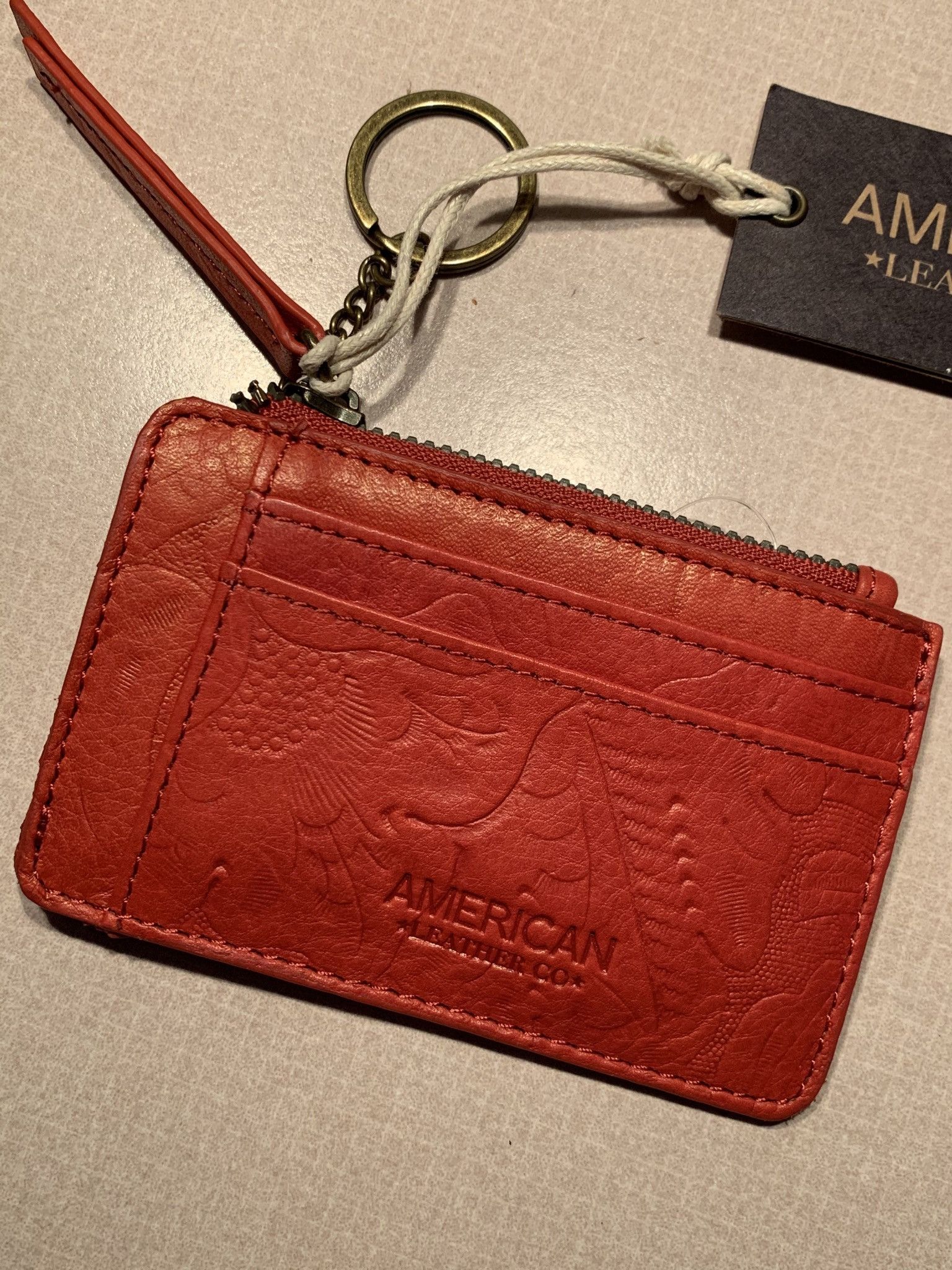 Designer *RARE* New American Leather Co Zip Keychain Wallet Size ONE SIZE - 2 Thumbnail