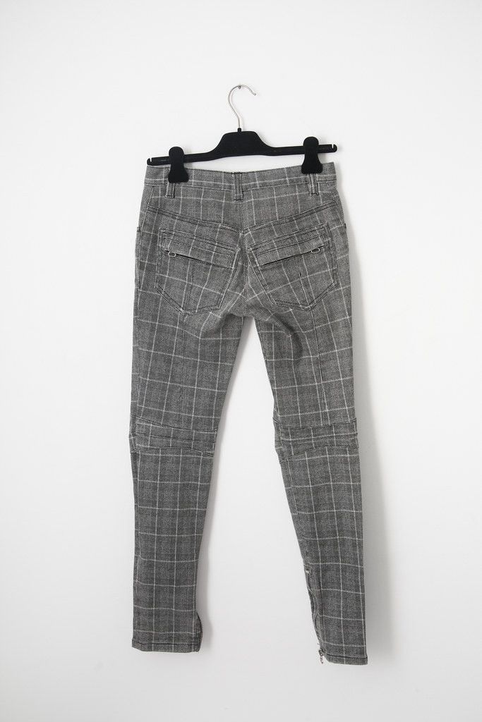 Balmain AW08 tartan biker denim jeans Size 27" / US 4 / IT 40 - 5 Thumbnail