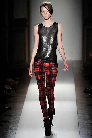 Balmain AW08 tartan biker denim jeans Size 27" / US 4 / IT 40 - 2 Thumbnail