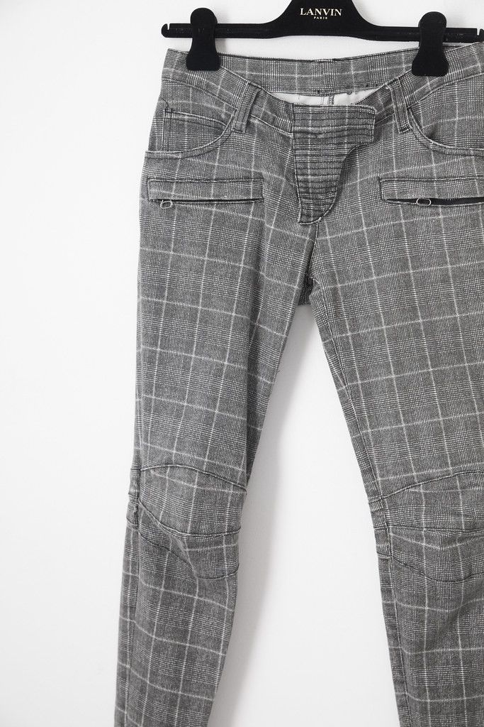 Balmain AW08 tartan biker denim jeans Size 27" / US 4 / IT 40 - 3 Thumbnail