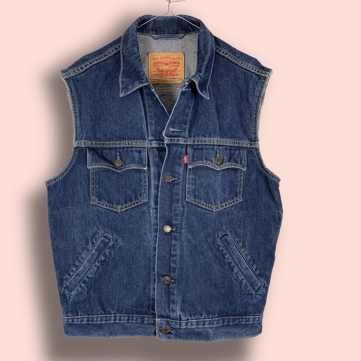 Vintage Levis Vintage Washed Trashed Denim Punk Vest Jacket Size US M / EU 48-50 / 2 - 1 Thumbnail
