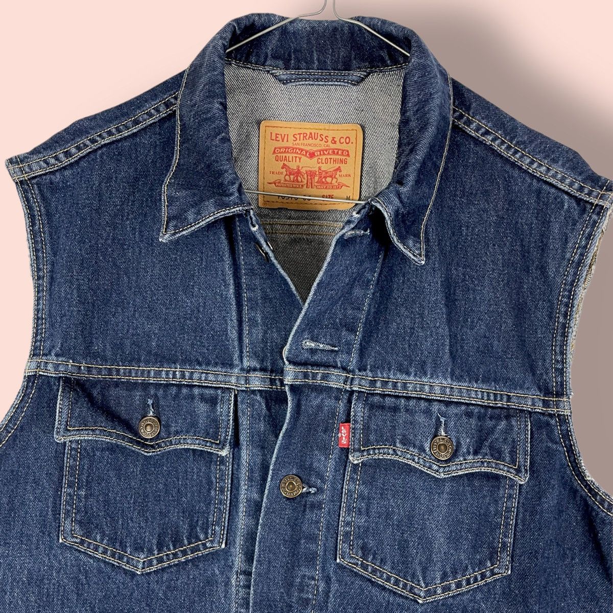 Vintage Levis Vintage Washed Trashed Denim Punk Vest Jacket Size US M / EU 48-50 / 2 - 2 Thumbnail