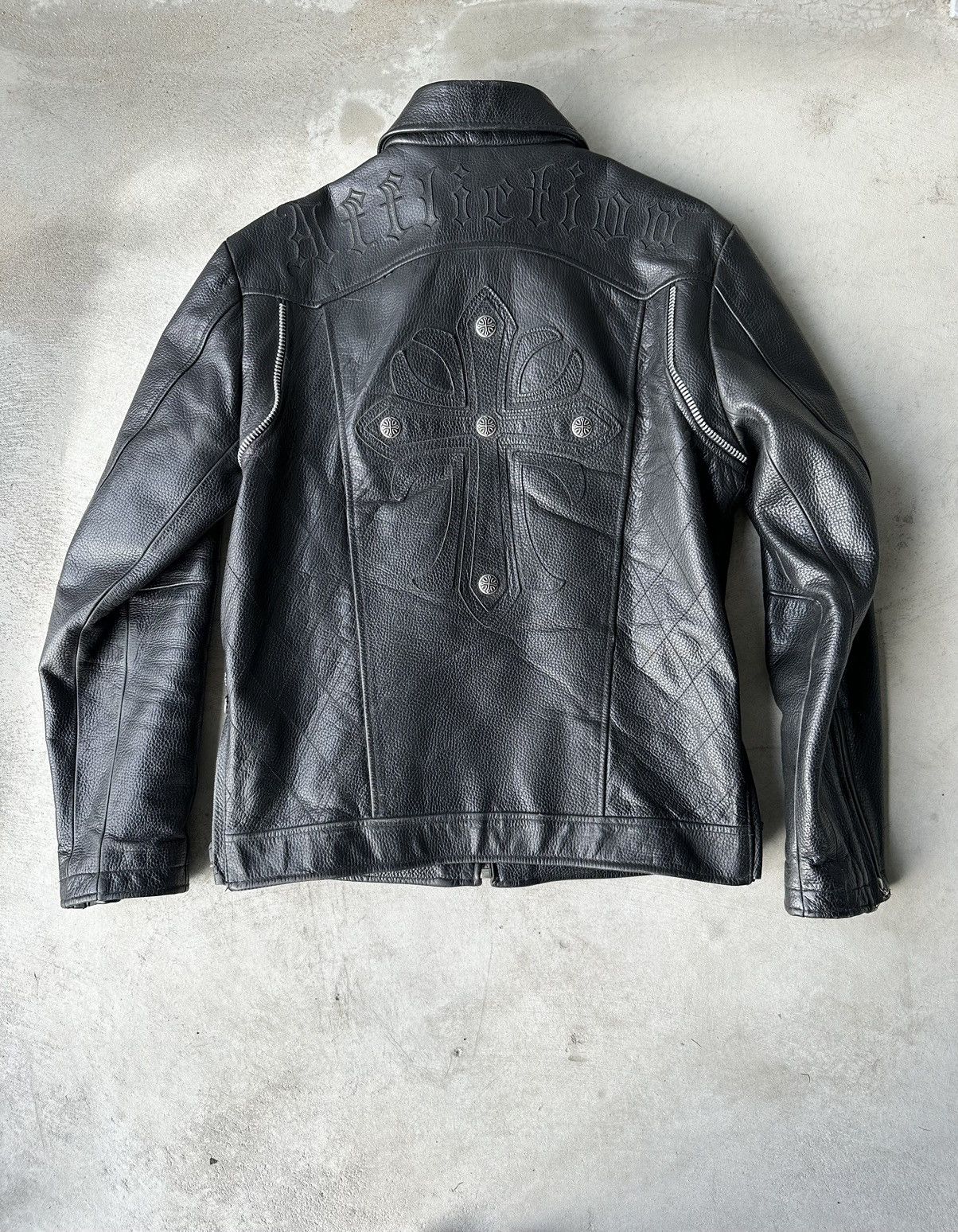 Affliction × Leather Jacket AFFLICTION Like Chrome Hearts LEATHER ...