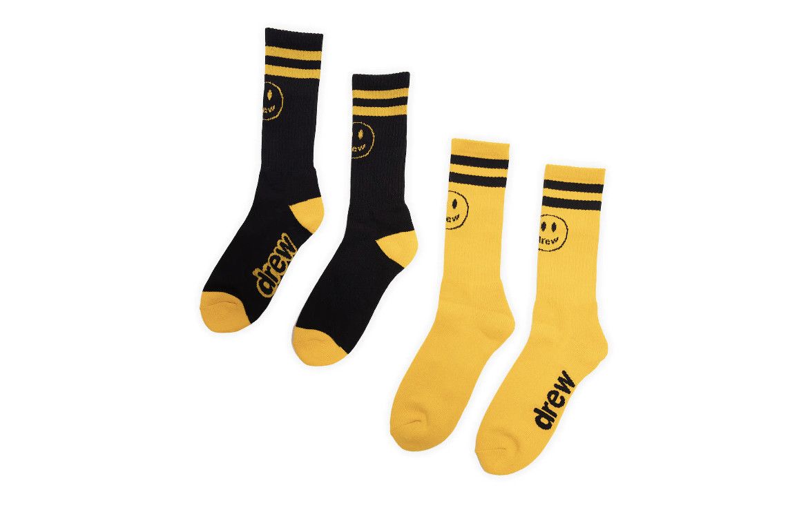 2 Pack Mascot Stripe Sock Black Yellow