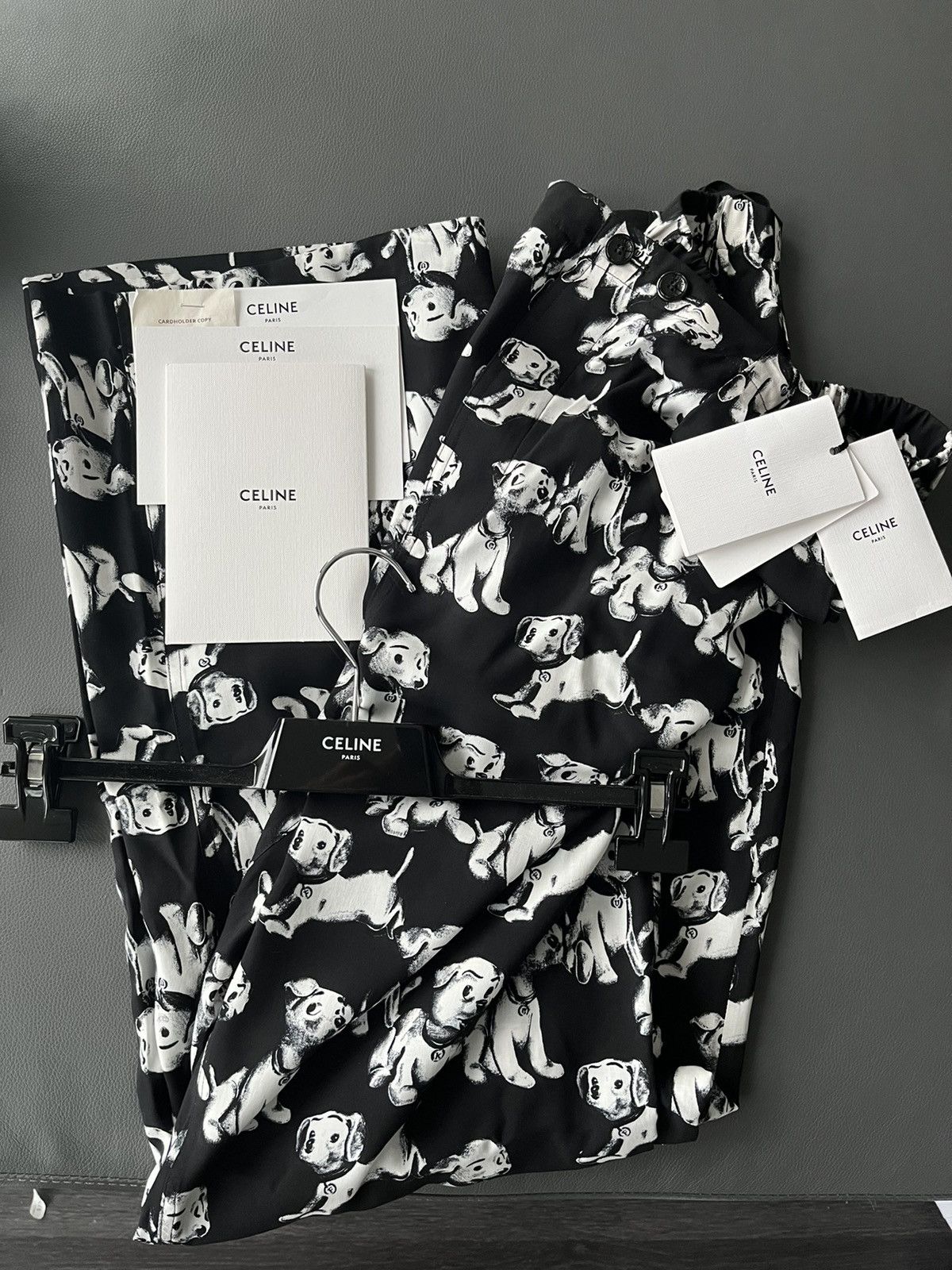 Celine × Hedi Slimane Rare Brand New Super Runway Hedi Slimane Dog Print Pant Size US 30 / EU 46 - 3 Thumbnail