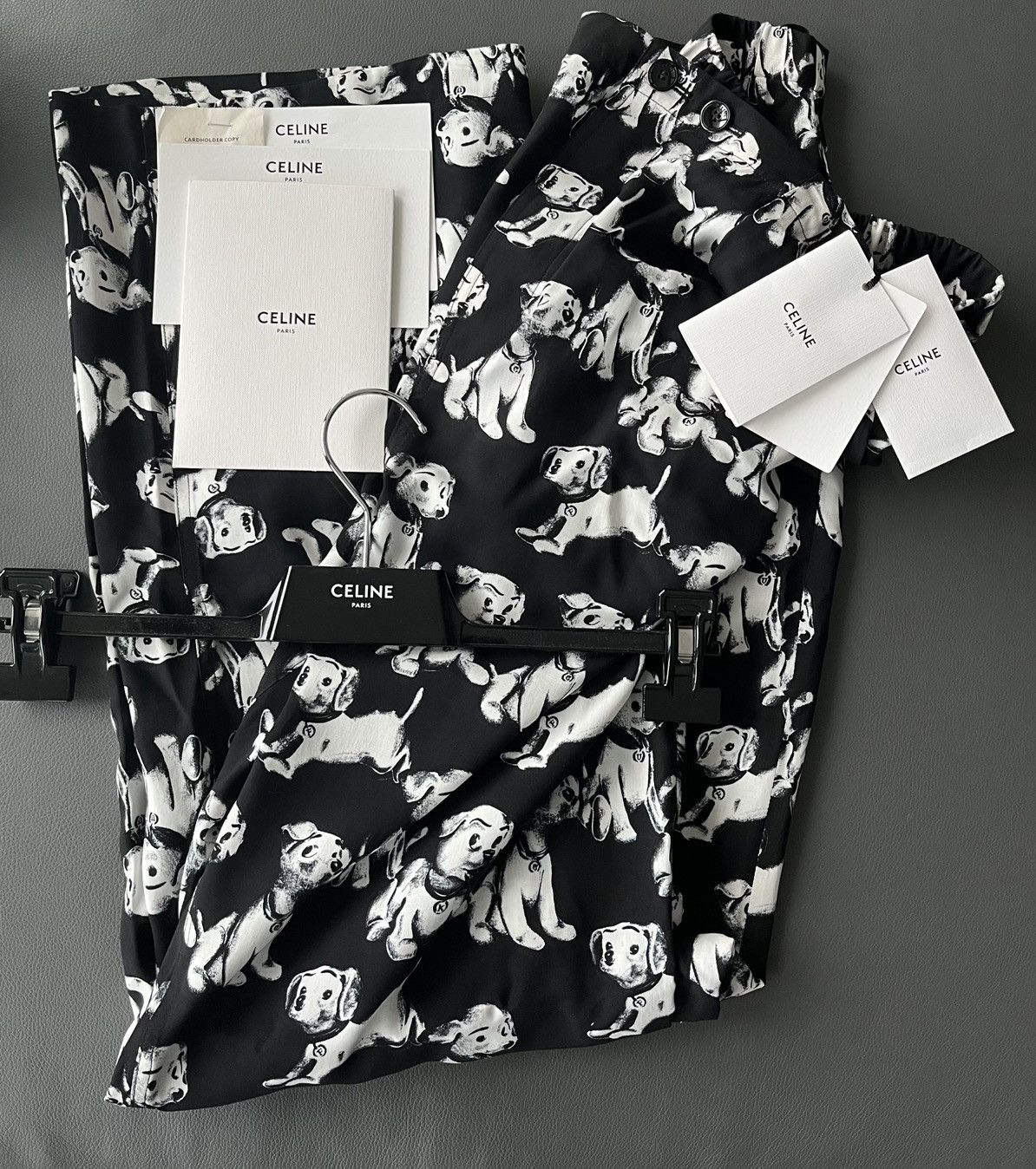 Celine × Hedi Slimane Rare Brand New Super Runway Hedi Slimane Dog Print Pant Size US 30 / EU 46 - 11 Thumbnail