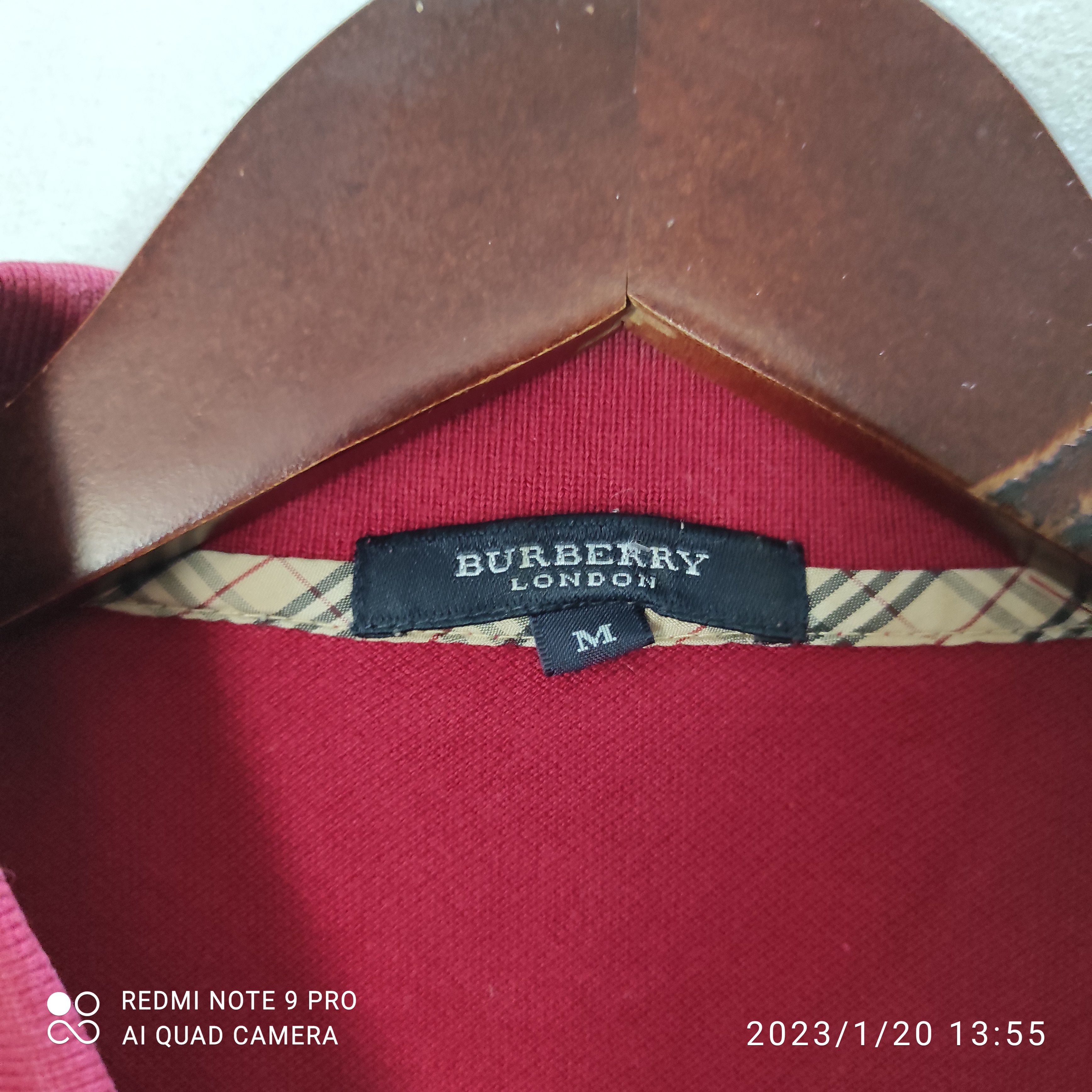 Burberry Burberry Nova Check Polo Shirt long sleeve Red size M Size US M / EU 48-50 / 2 - 5 Thumbnail