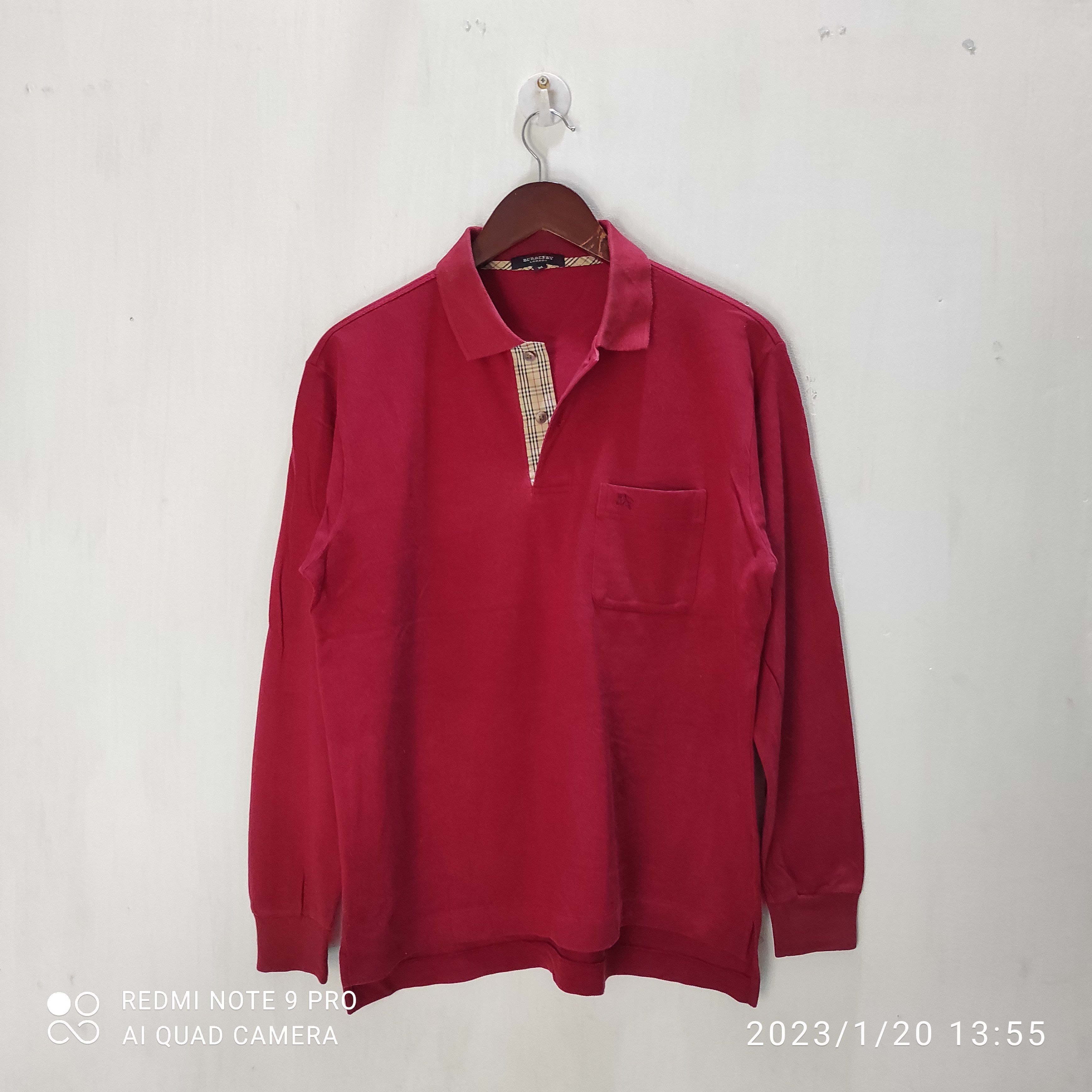 Burberry Burberry Nova Check Polo Shirt long sleeve Red size M Size US M / EU 48-50 / 2 - 2 Thumbnail