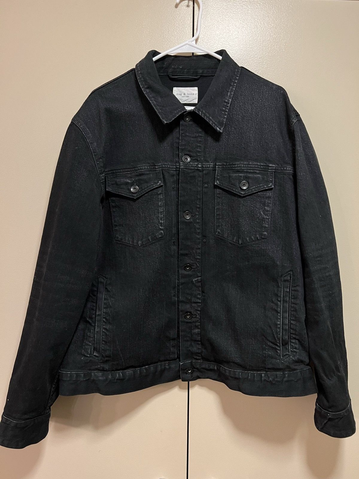 image of Rag Bone Rag & Bone Black Denim Jacket, Men's (Size 2XL)