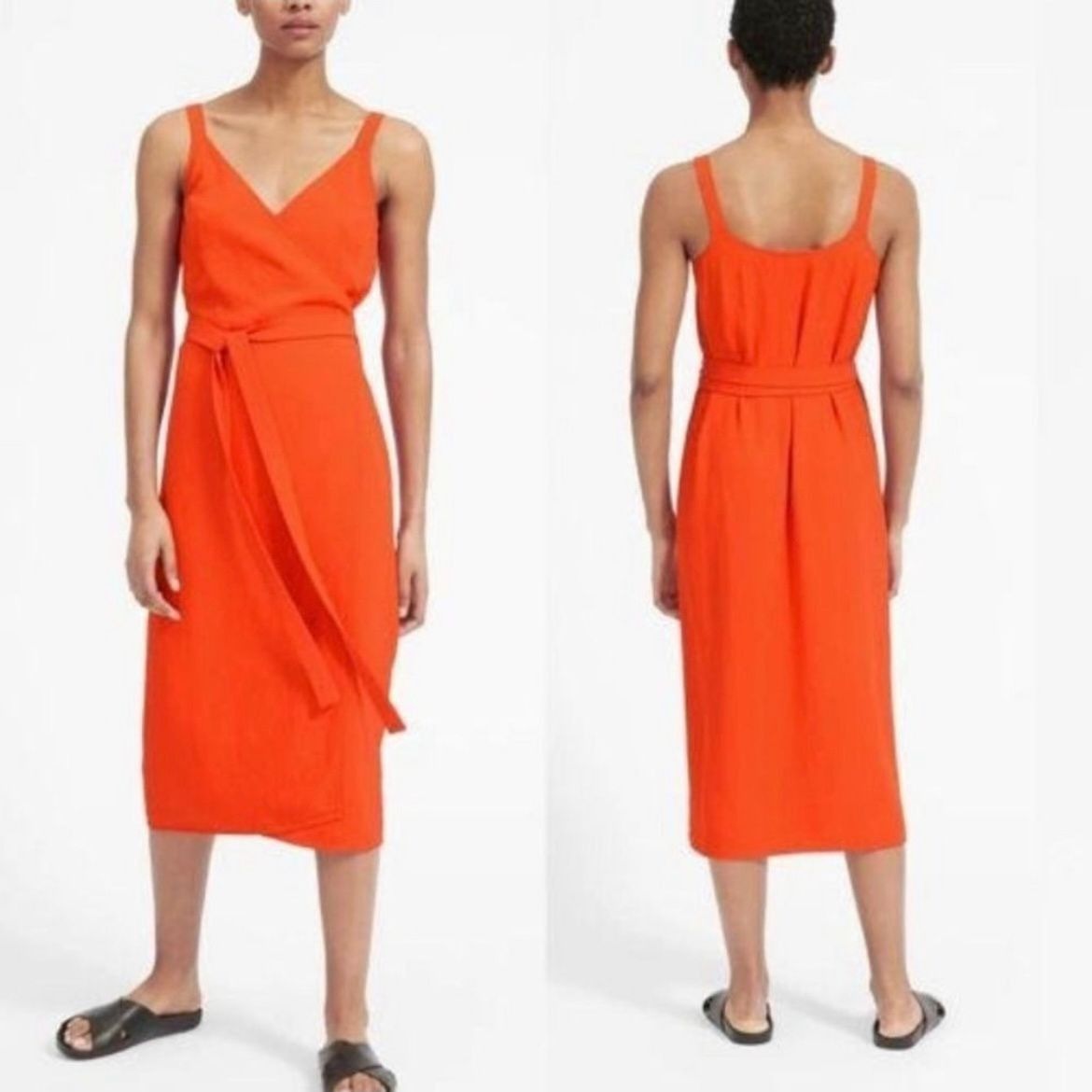 Everlane Everlane The Japanese GoWeave Tank Wrap Dress Orange Sleevel Grailed
