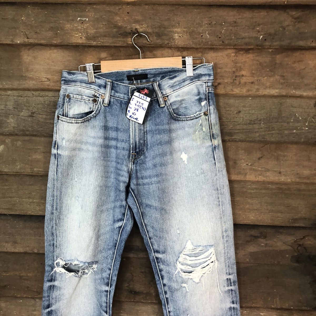 Japanese Brand Uniqlo Jeans distressed Denim Blue Pants #5123 Size US 29 - 2 Thumbnail