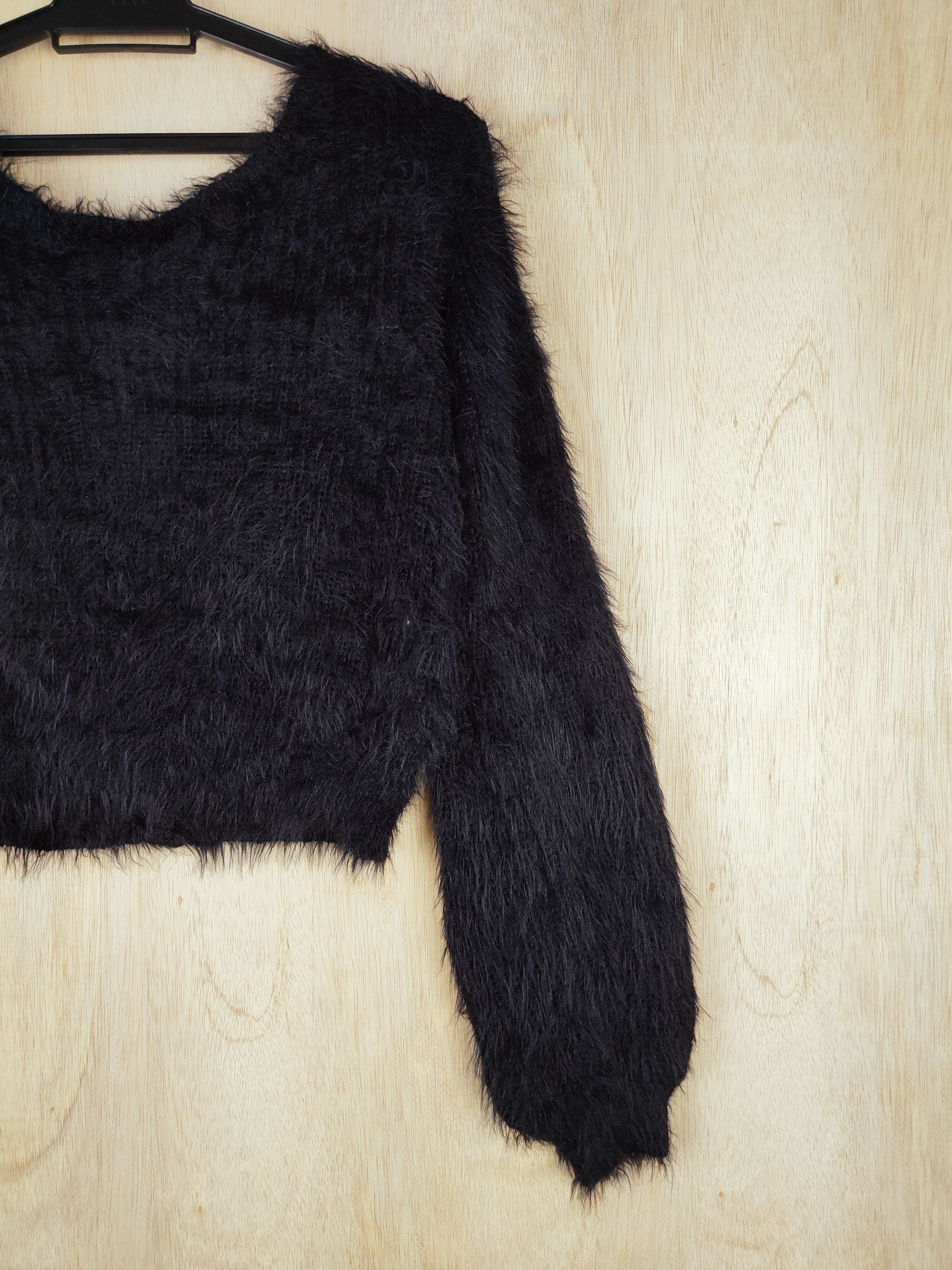 Homespun Knitwear Resexy Black Shag Shaggy Fur Mohair Knitwear #S288 Size M / US 6-8 / IT 42-44 - 7 Thumbnail